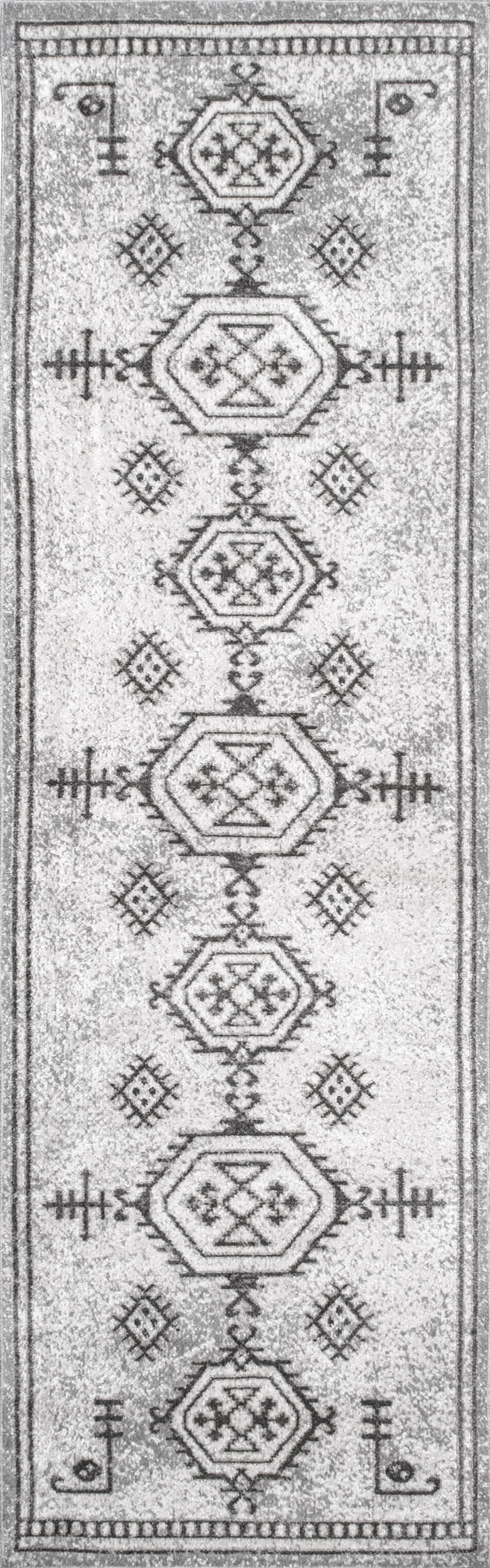 Pattie Graphic Washable Rug | Light Grey