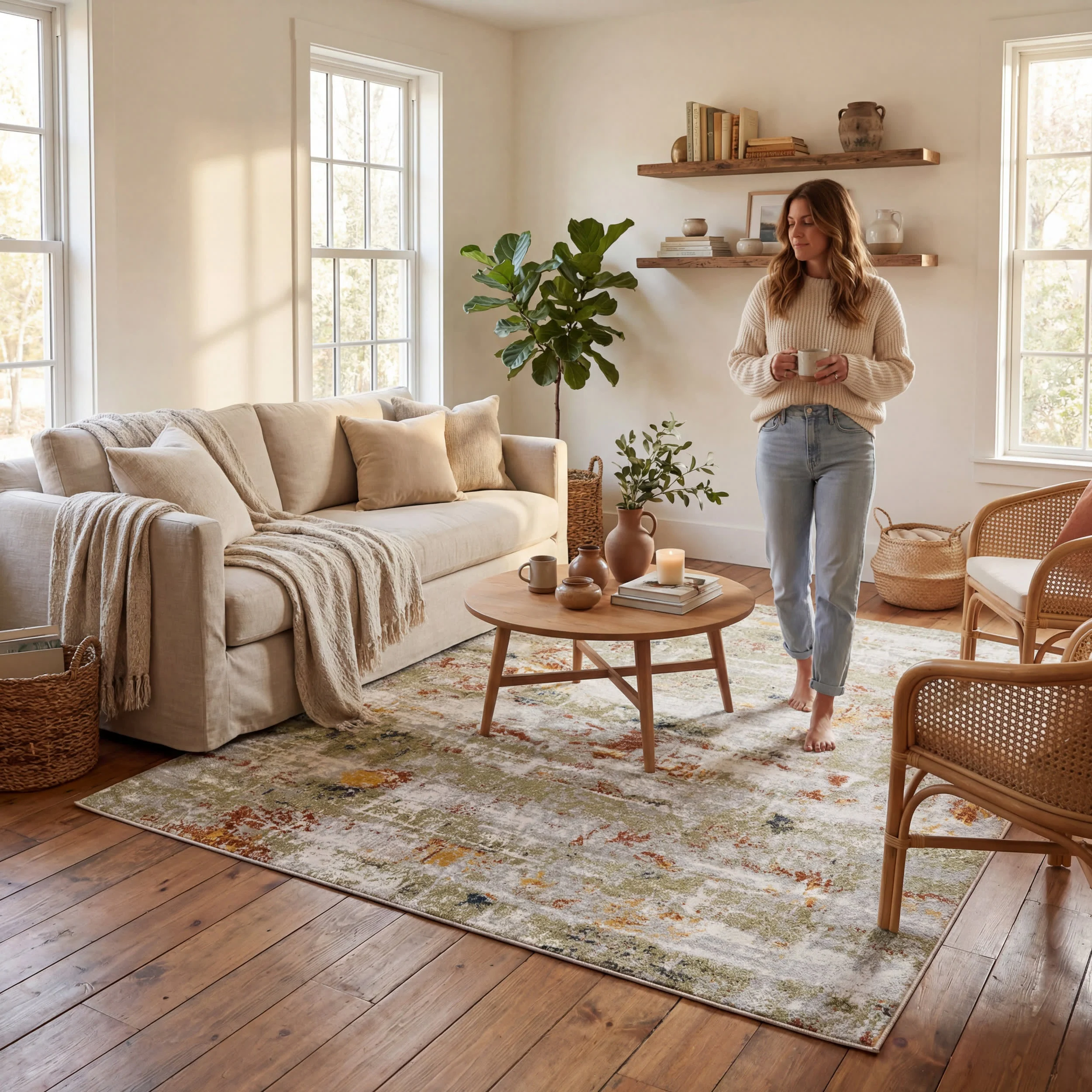 Patty Washable Rainy Days Rug | Green - Image 9