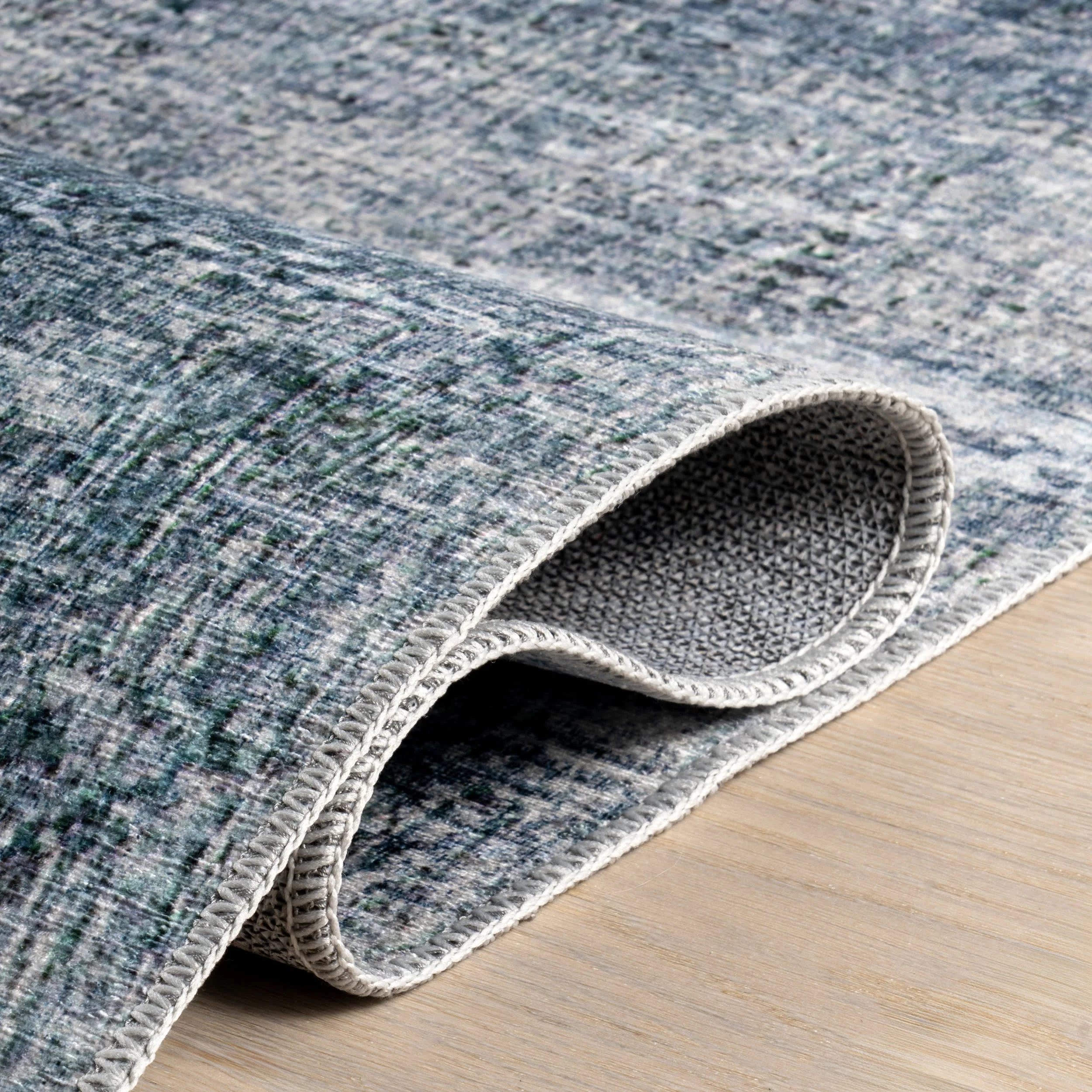 Peggy Abstract Spill Proof Washable Rug | Blue - Image 9
