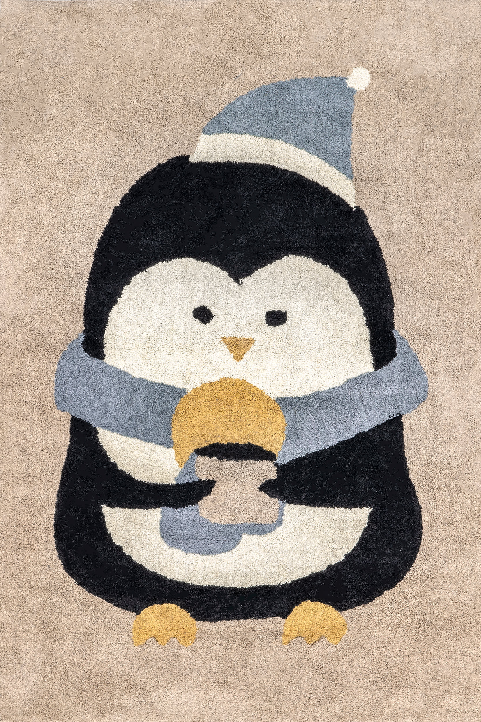Penguin Nursery Washable Rug | Brown