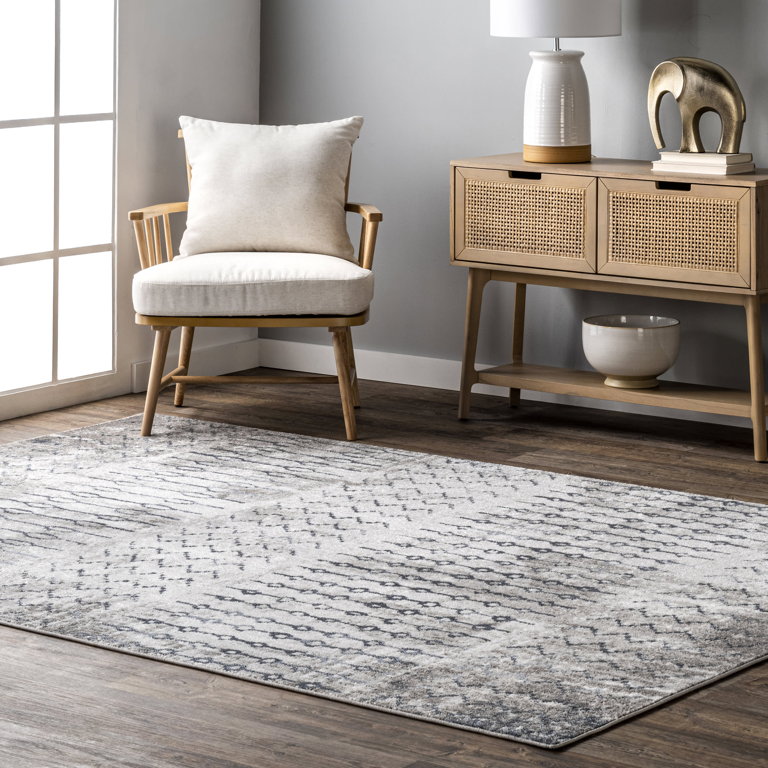 Penny Geometric Striped Rug | Blue - Image 2