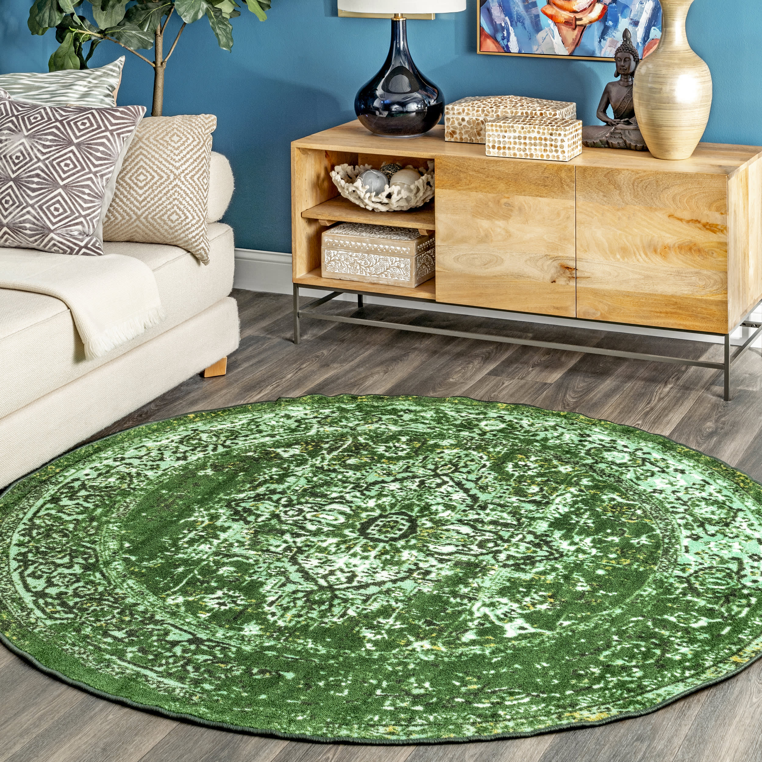 Persian Vintage Rug | Green - Image 2