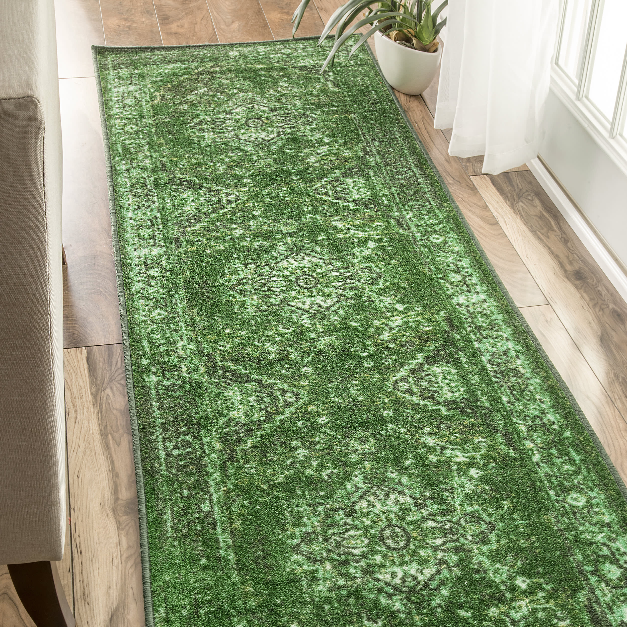 Persian Vintage Rug | Green - Image 2