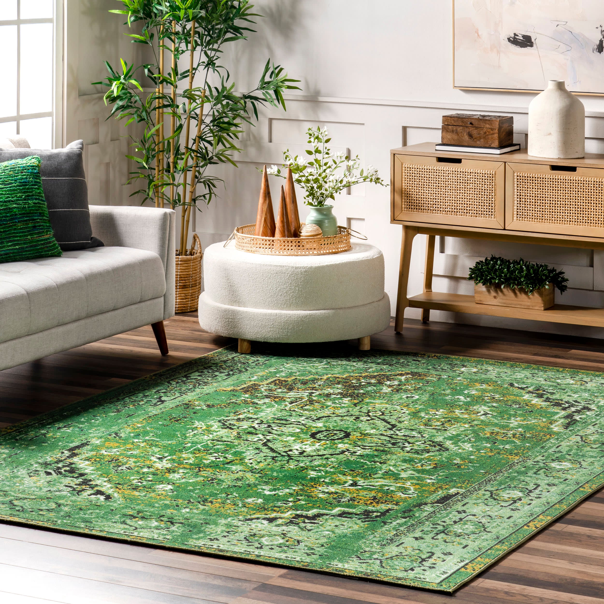 Persian Vintage Rug | Green - Image 2