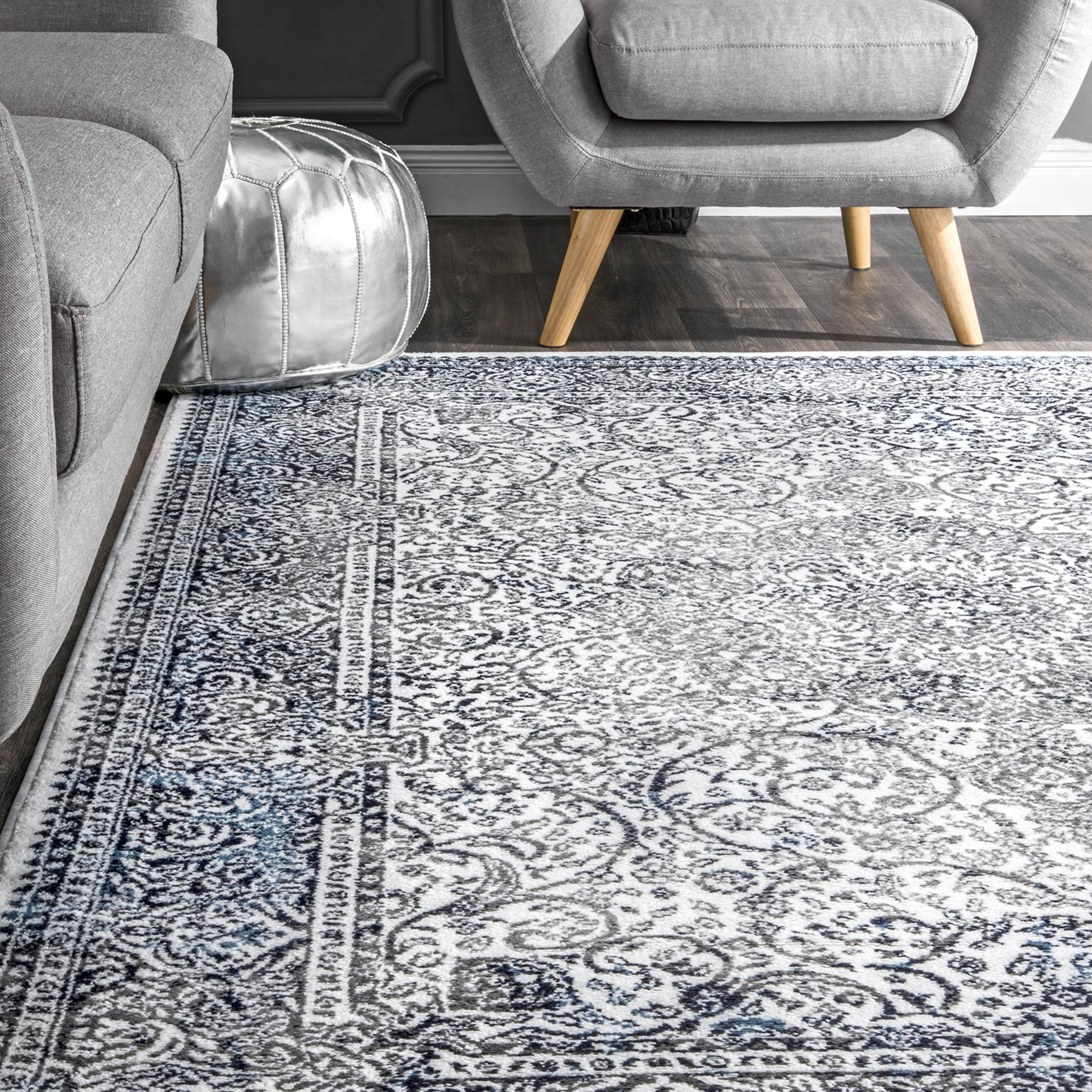 Persian Wreath Rug | Blue - Image 4