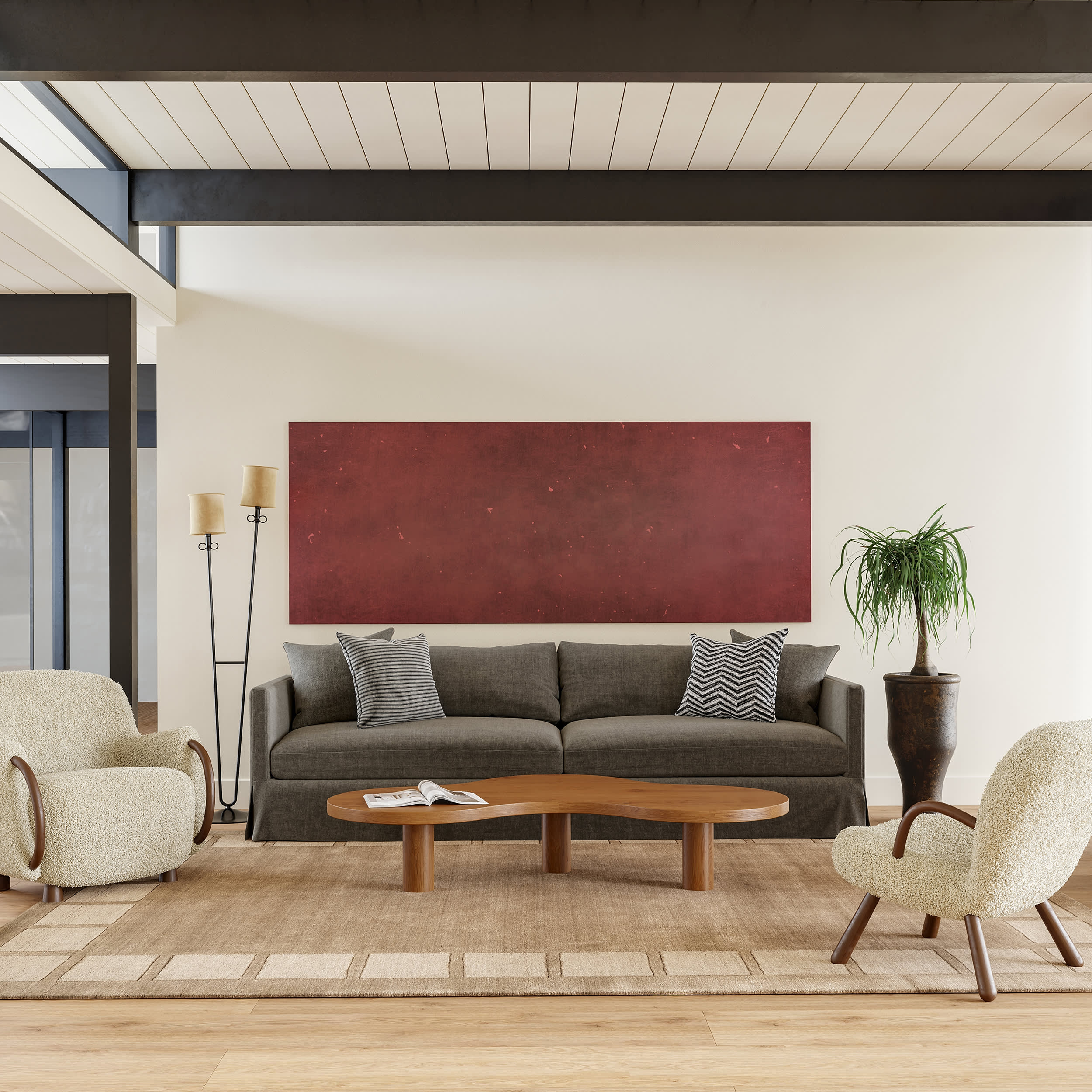 Petra High-Low Wool-Blend Rug | Fawn - Image 2