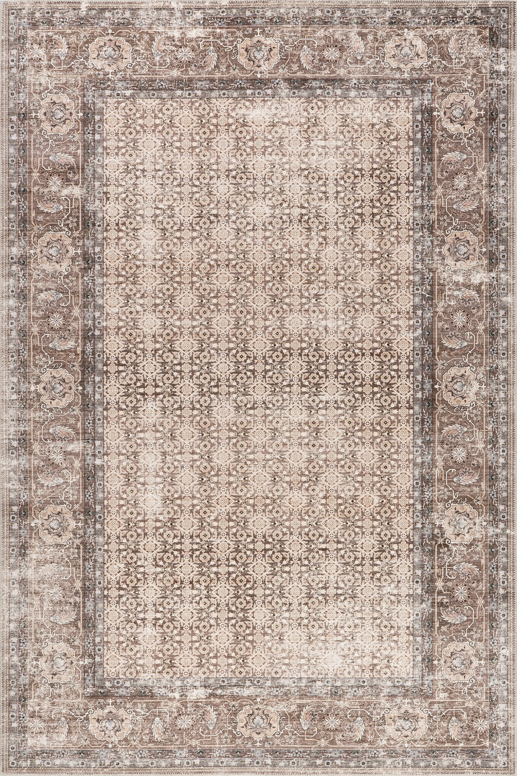 Petula Botanical Spill Proof Washable Rug | Beige