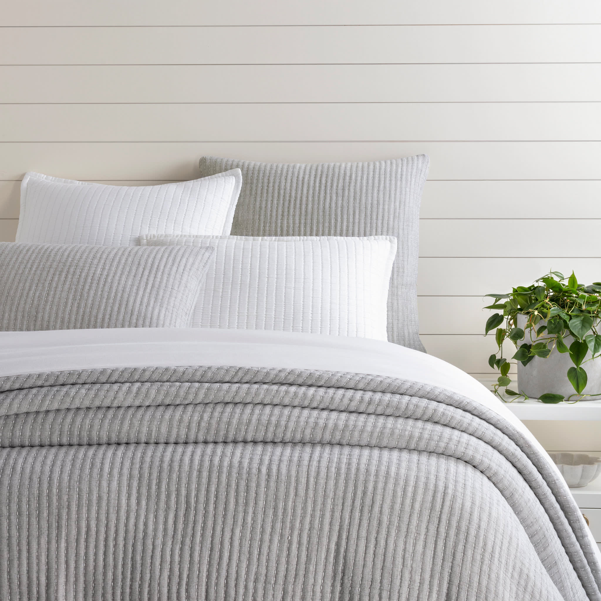 Pick Stitch Matelasse Coverlet | Grey
