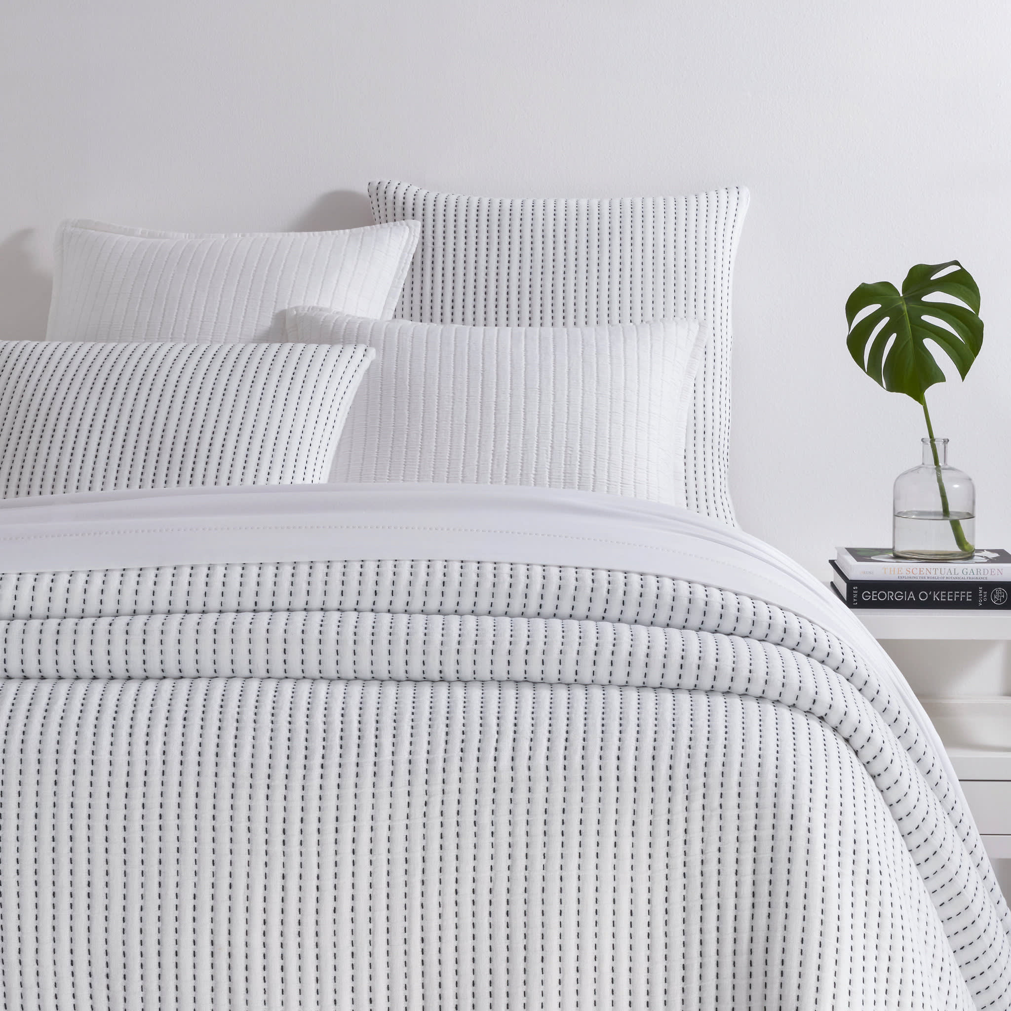 Pick Stitch Matelasse Coverlet | White