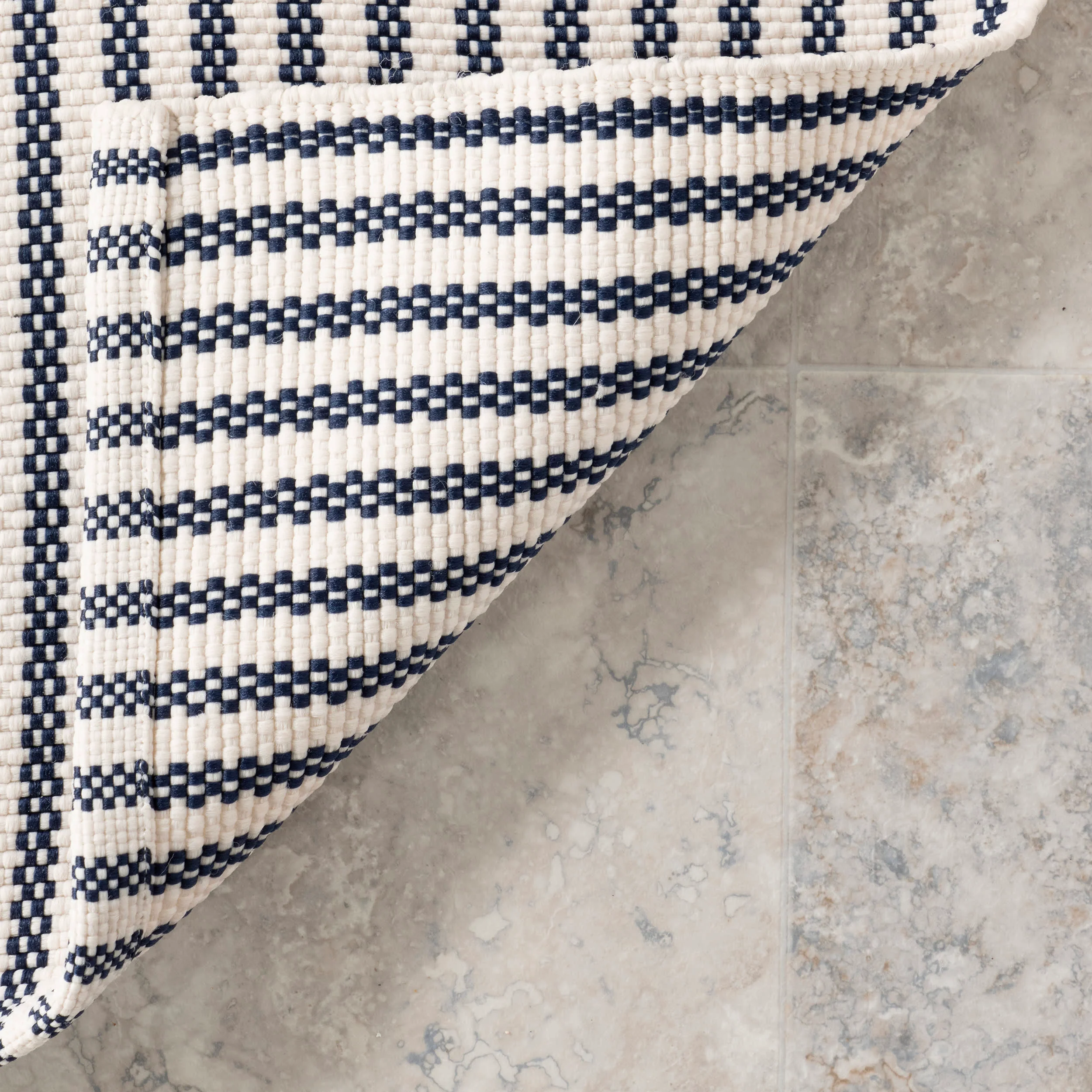 Pinstripe Handwoven Indoor/Outdoor Rug | Blue - Image 6