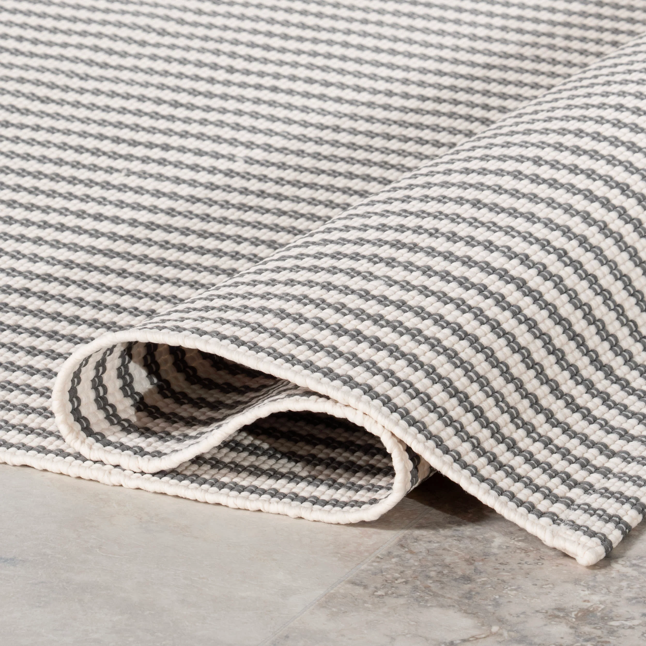 Pinstripe Handwoven Indoor/Outdoor Rug | Grey - Image 8