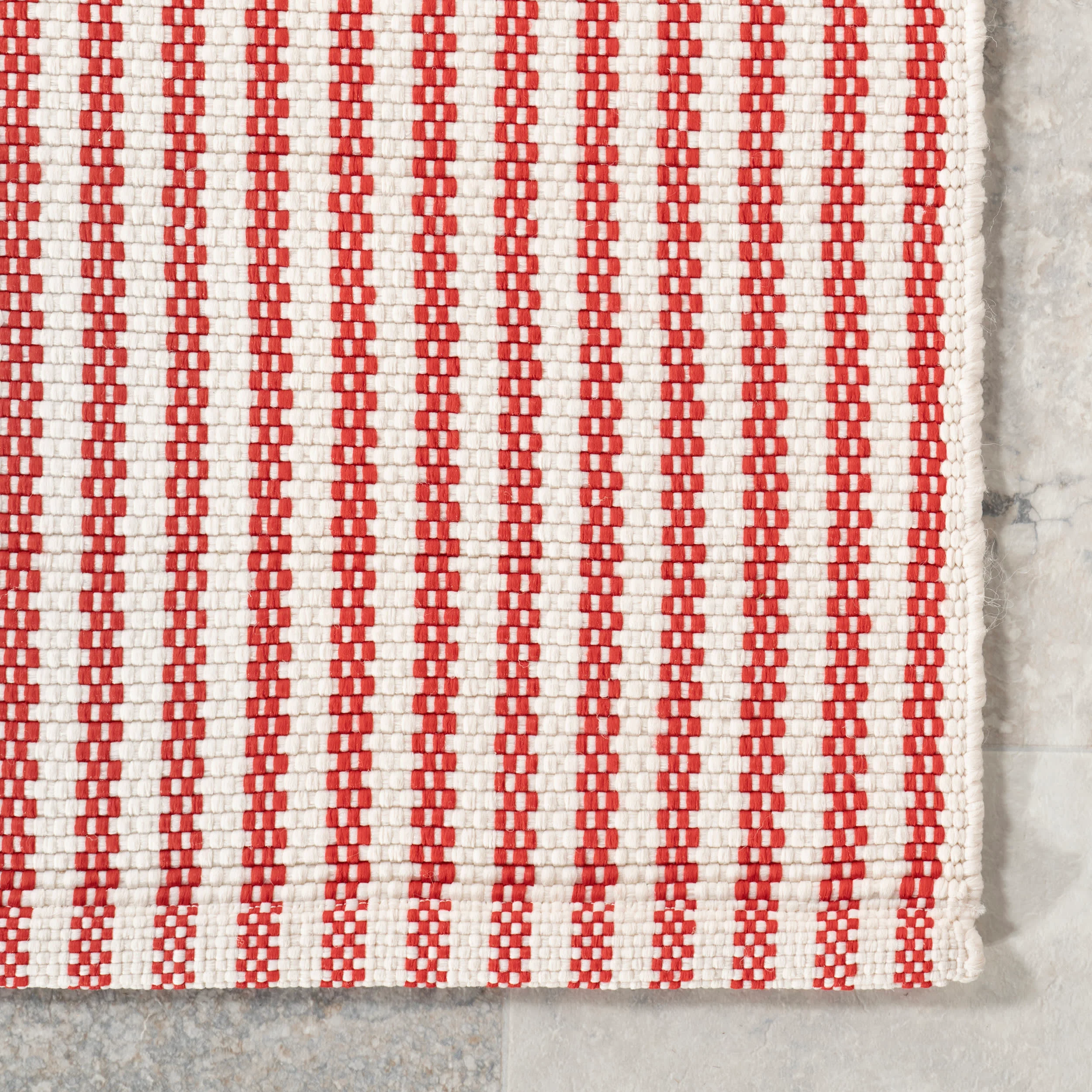 Pinstripe Handwoven Indoor/Outdoor Rug | Red - Image 3