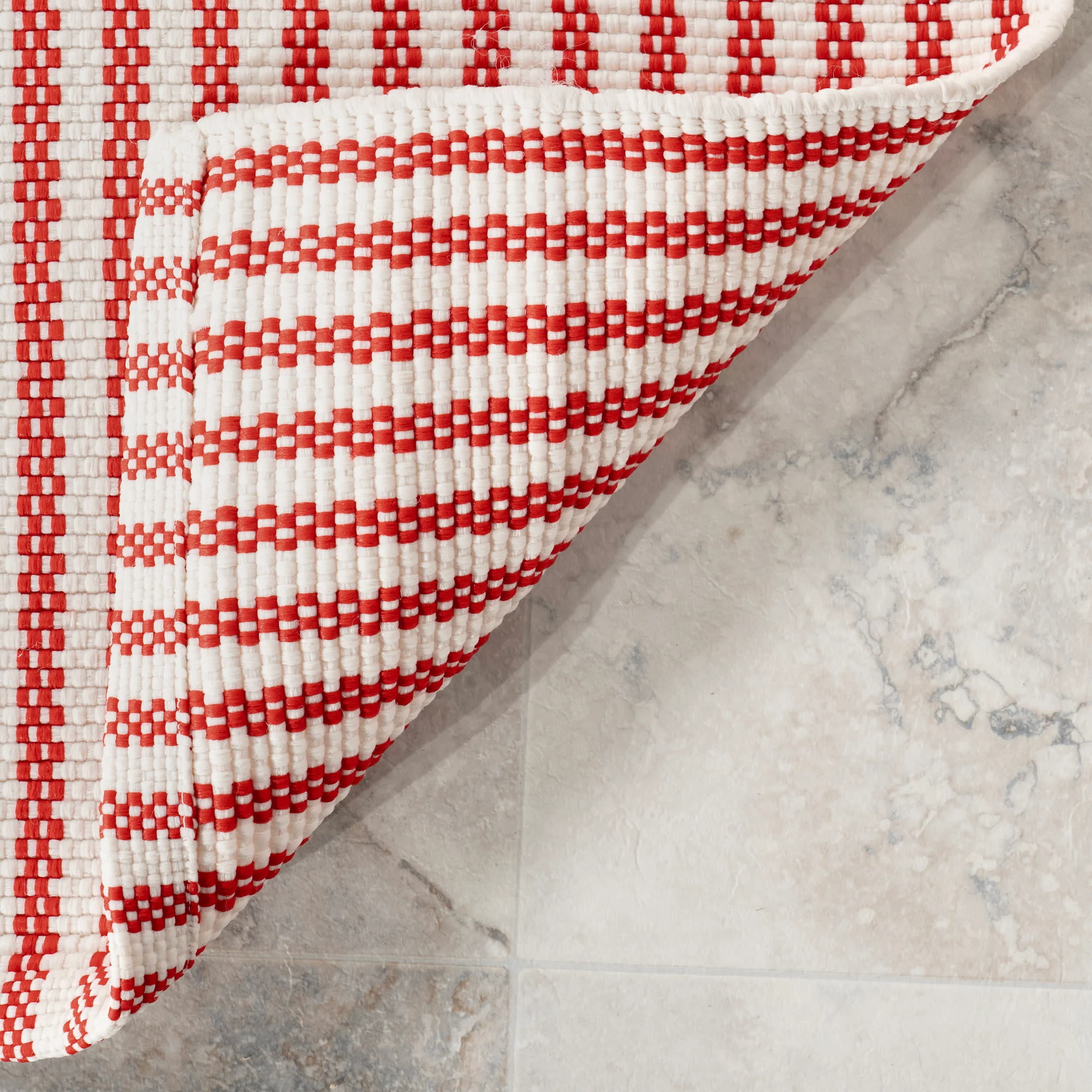 Pinstripe Handwoven Indoor/Outdoor Rug | Red - Image 6