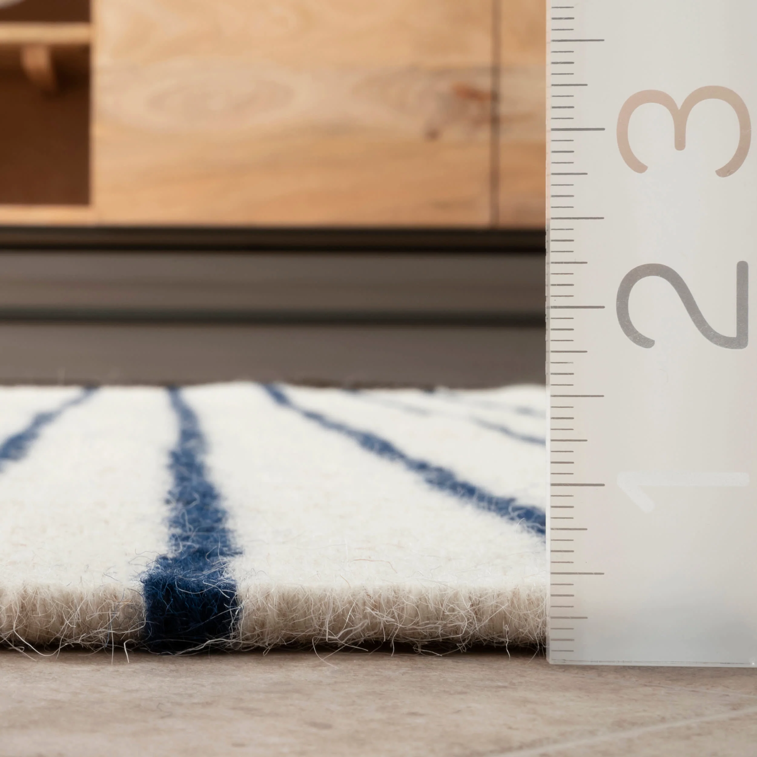 Pinstriped Flatweave With Tassels Rug | Blue - Image 4