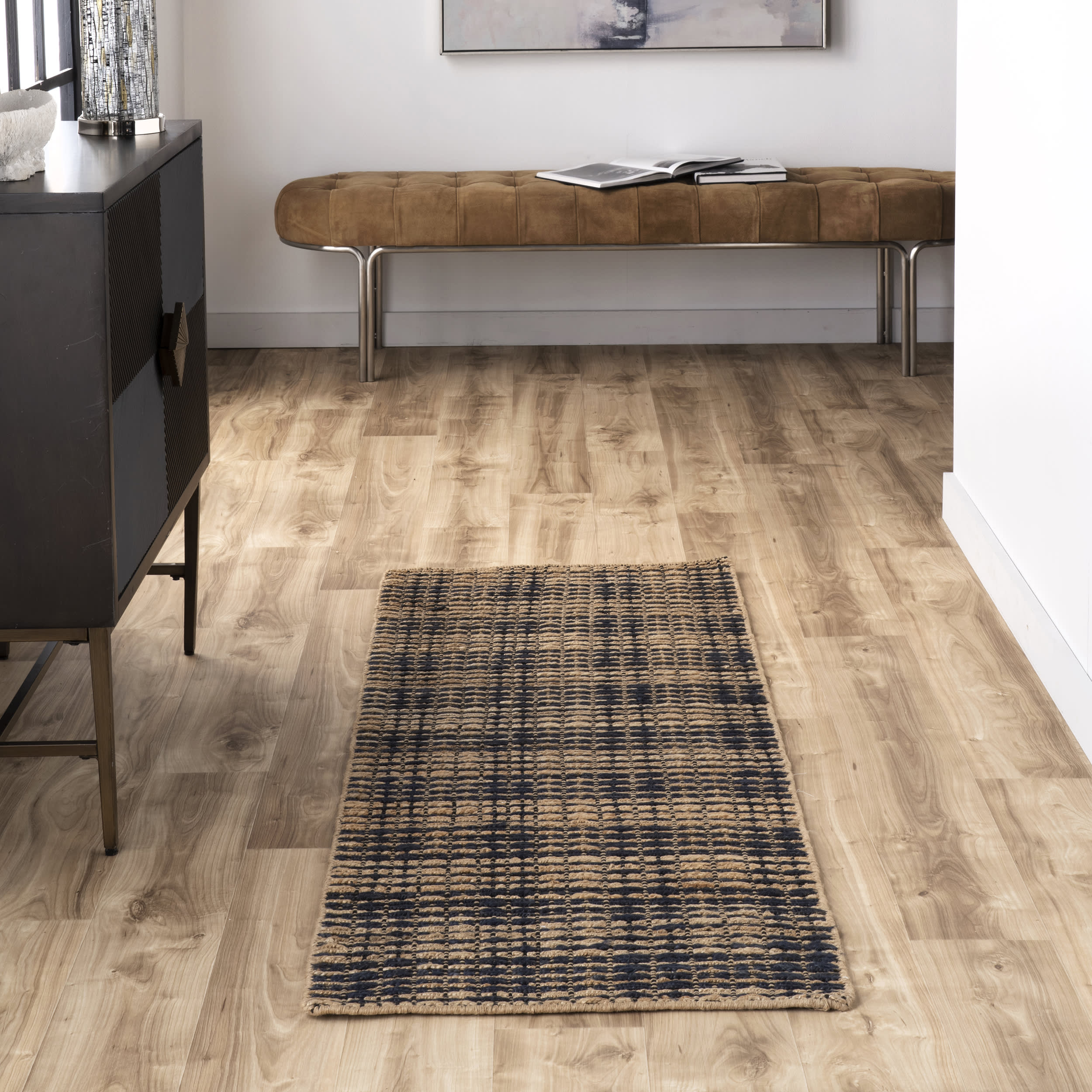 Plaid Jute Rug | Natural - Image 2