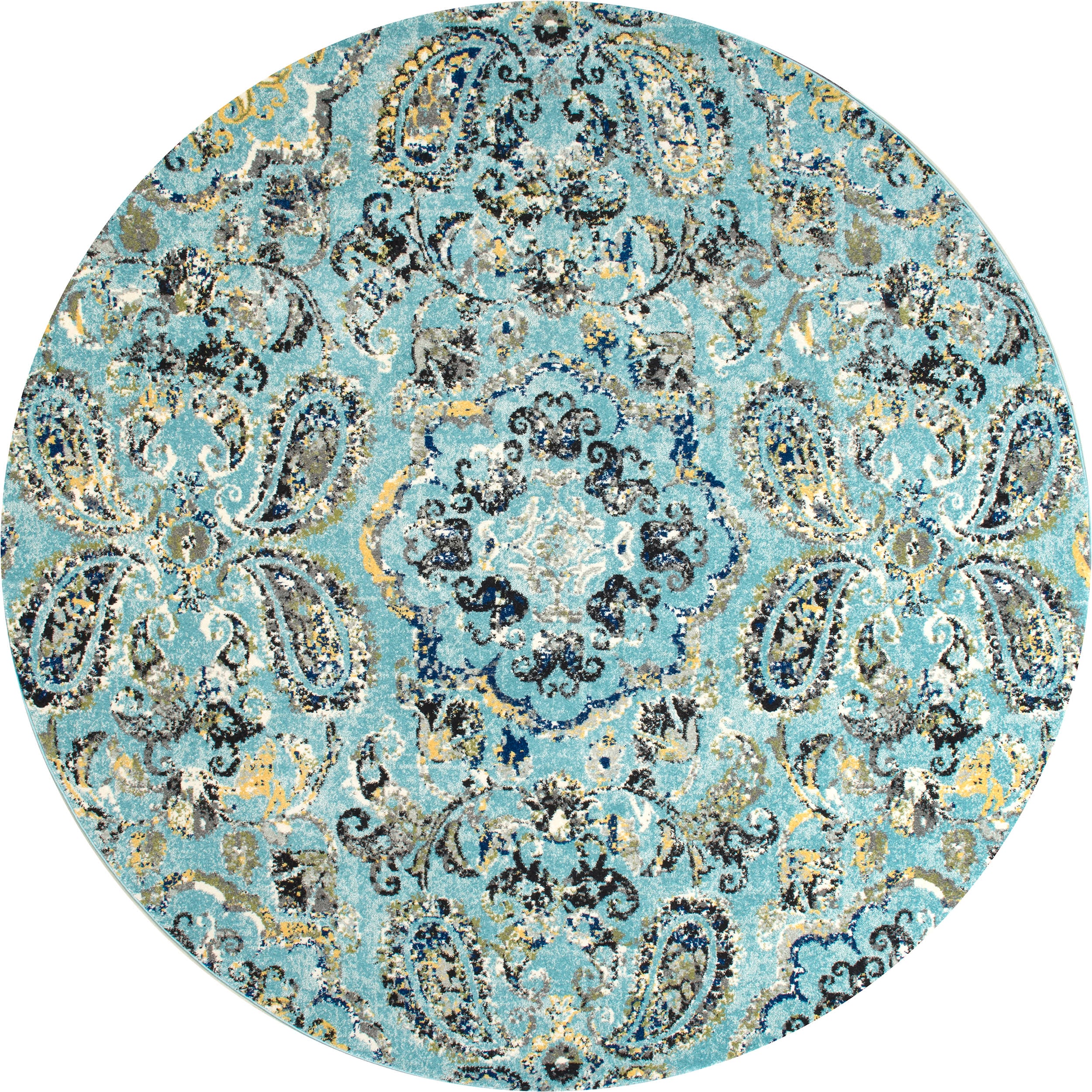 Pointelle Paisley Rug | Aqua