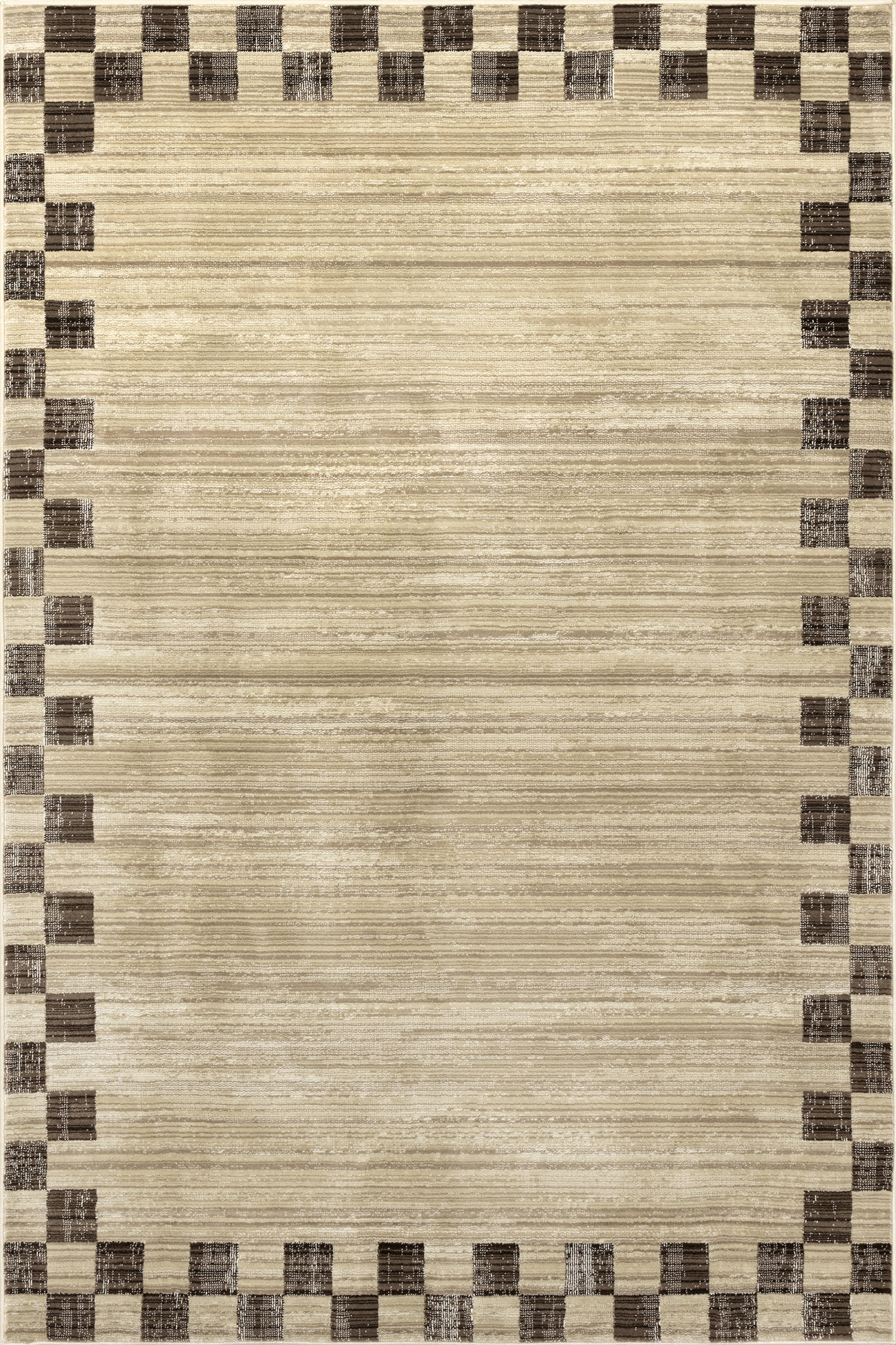 Pompeii Checked Border Rug | Brown