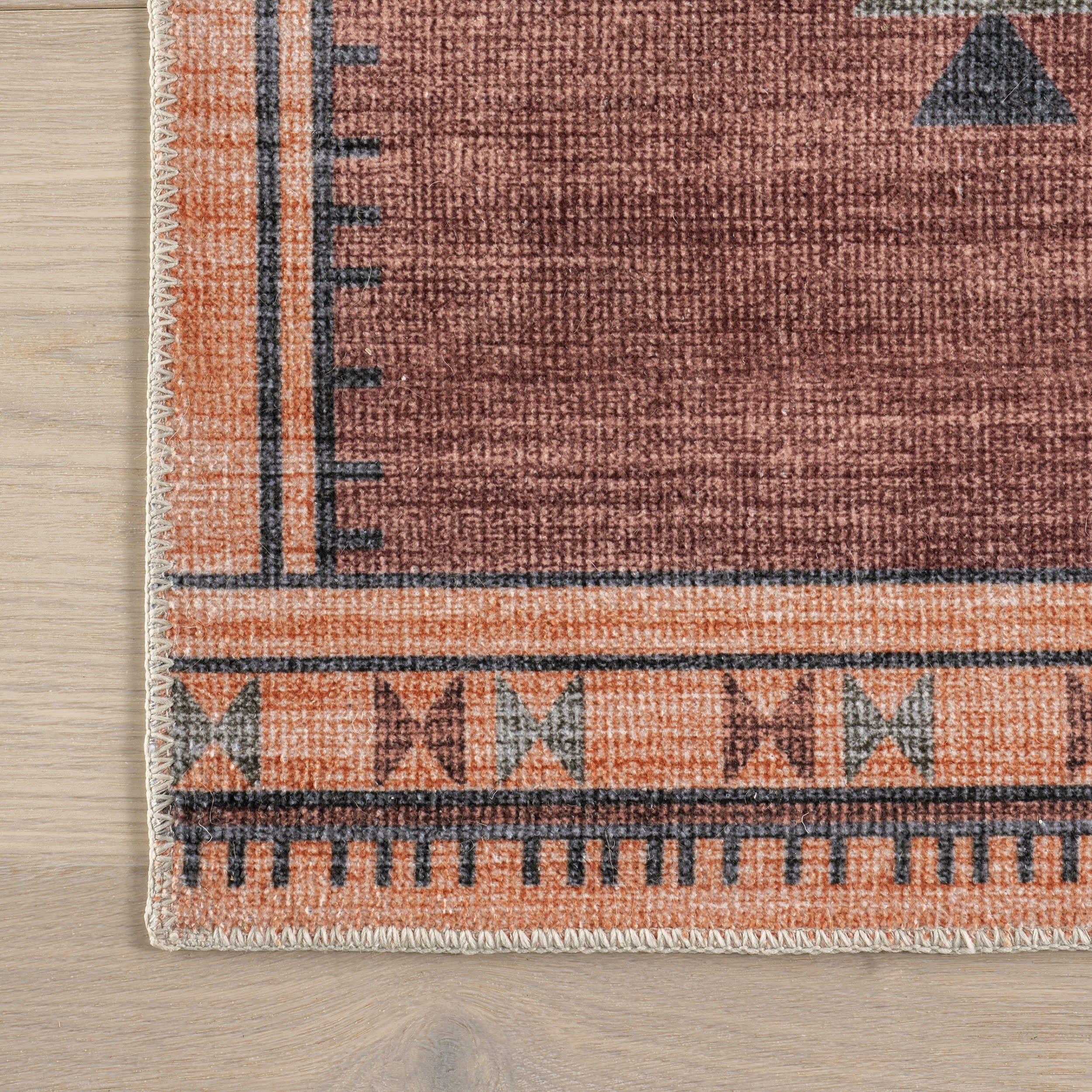 Poppy Persian Spill Proof Washable Rug | Brick - Image 4