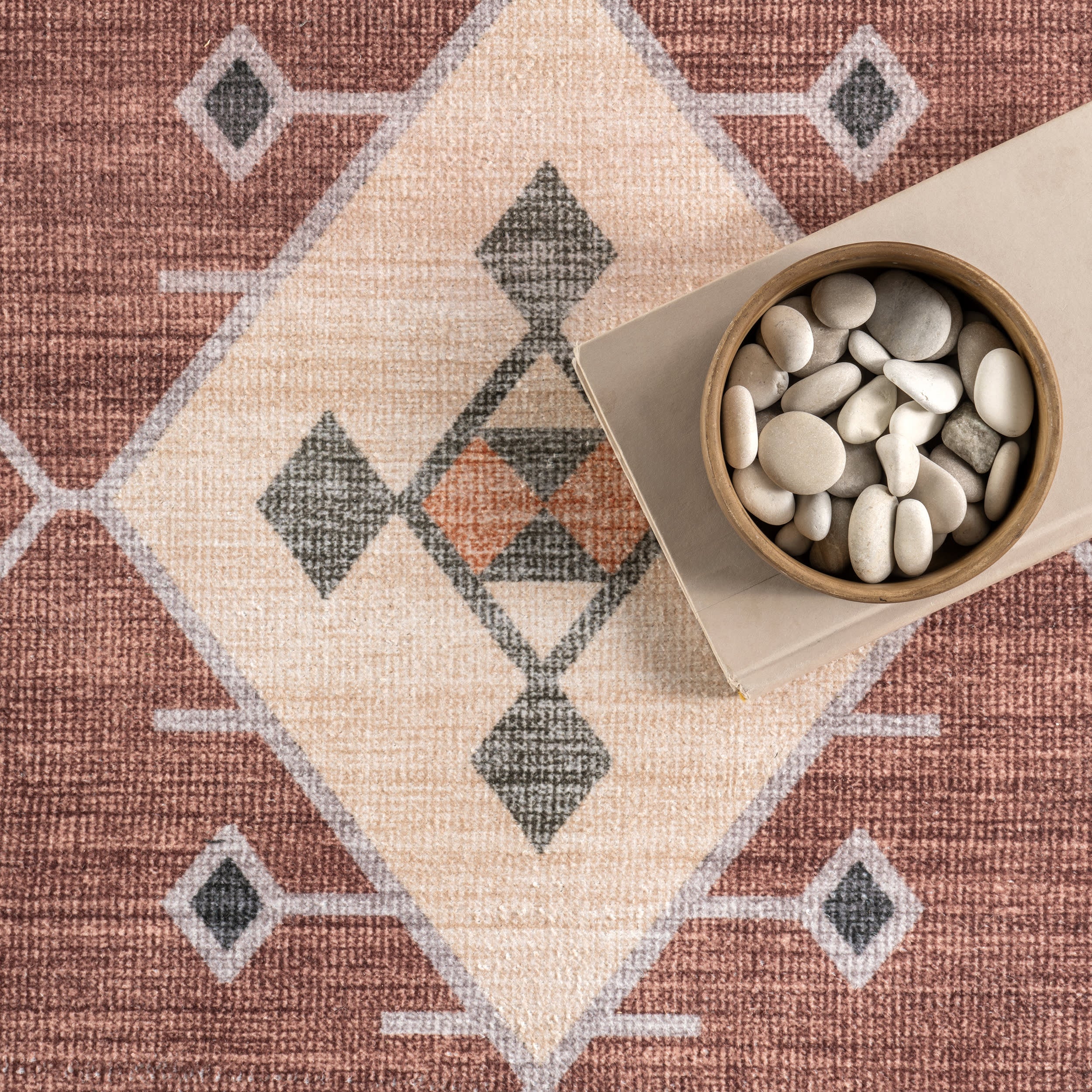 Poppy Persian Spill Proof Washable Rug | Brick - Image 8