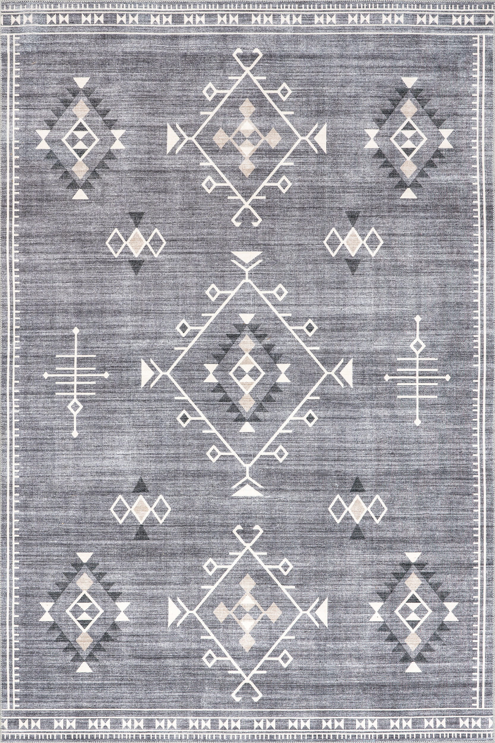 Poppy Persian Spill Proof Washable Rug | Grey