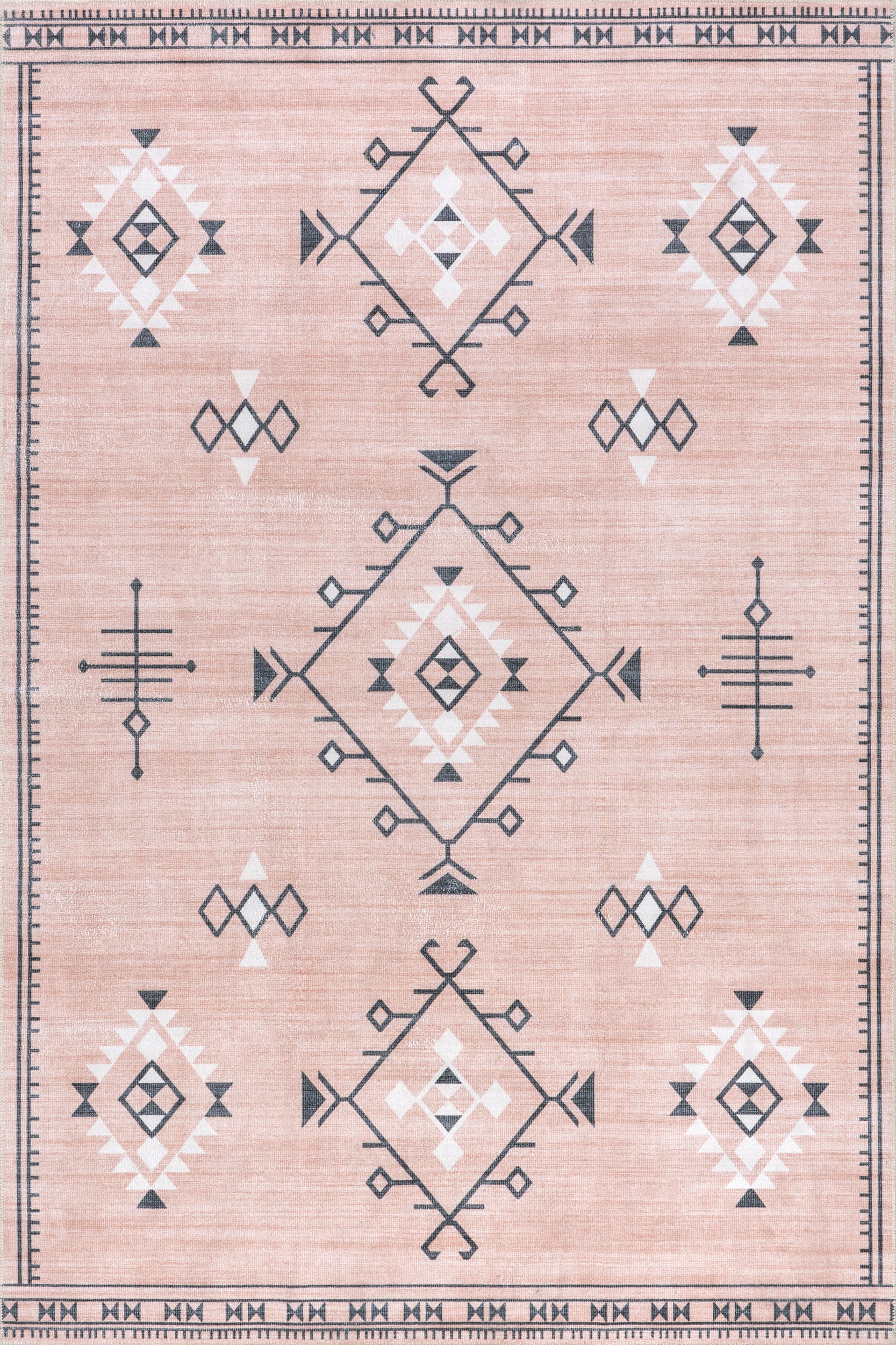 Poppy Persian Spill Proof Washable Rug | Peach