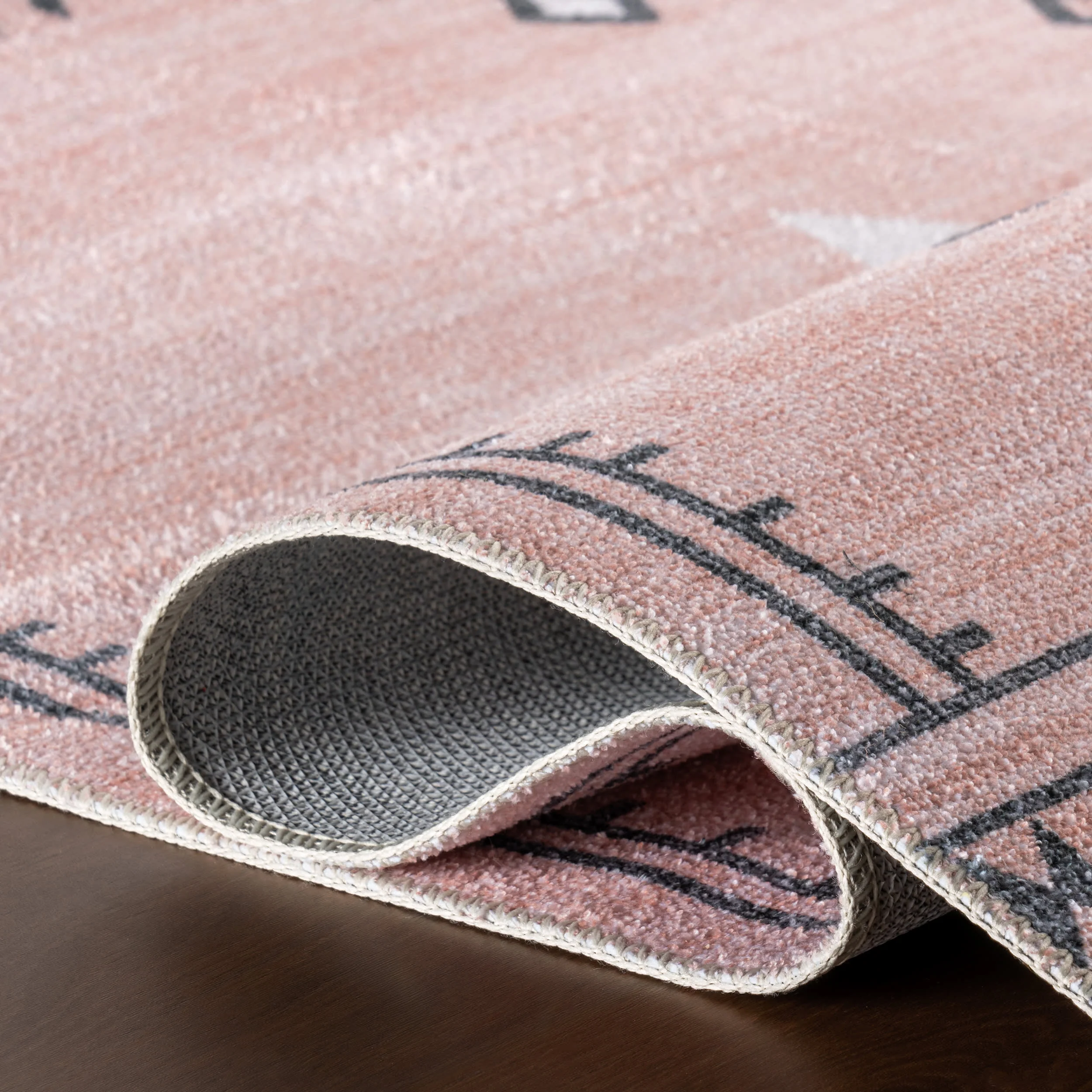 Poppy Persian Spill Proof Washable Rug | Peach - Image 9