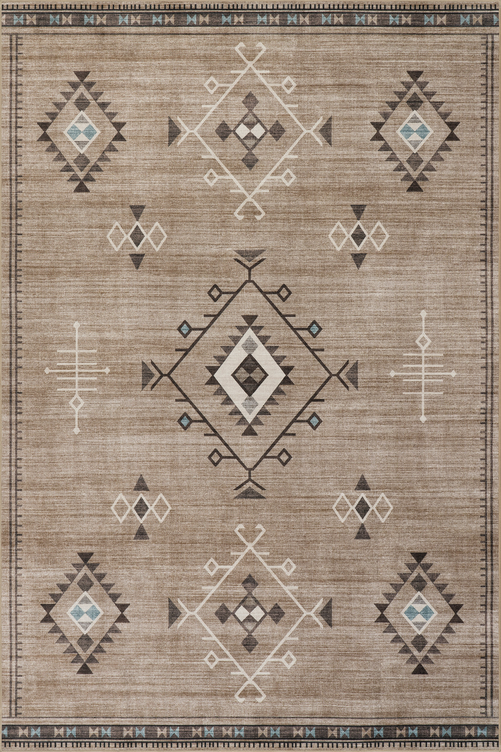 Poppy Persian Spill Proof Washable Rug | Taupe