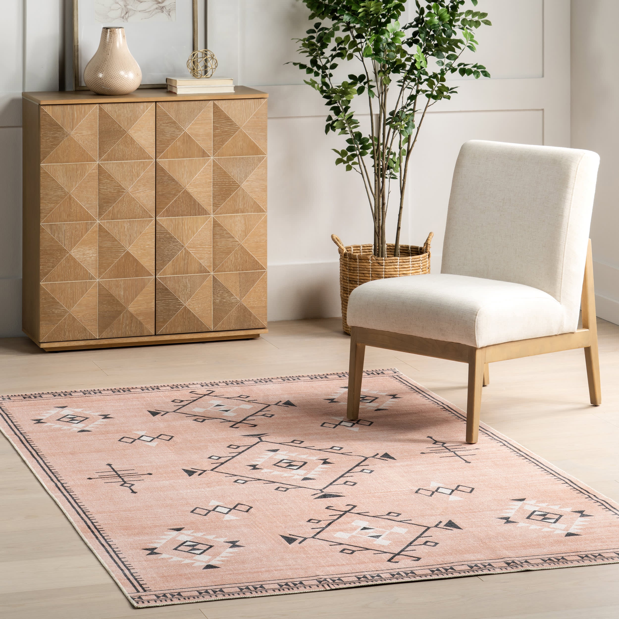 Poppy Persian Washable Rug | Peach - Image 2