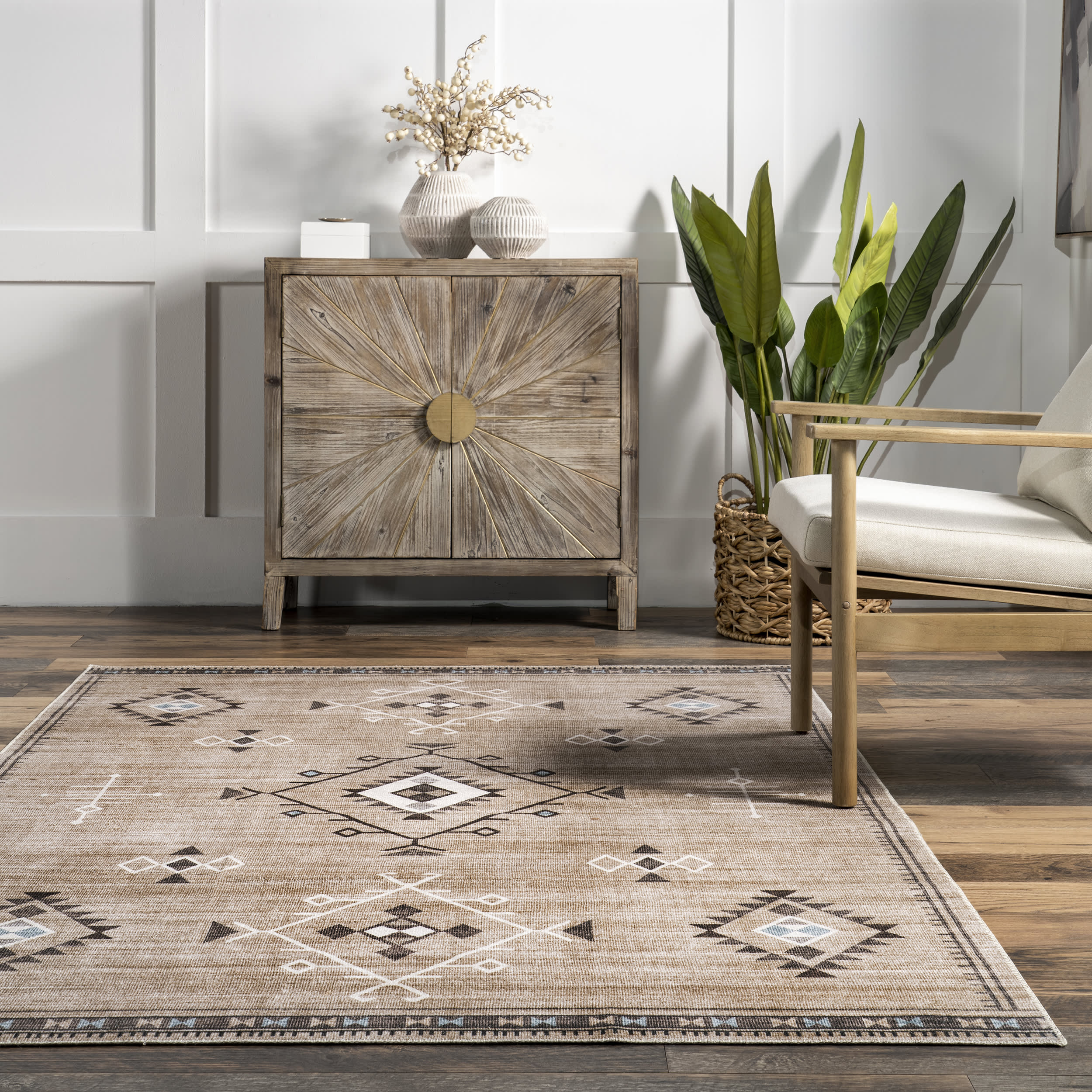 Poppy Persian Washable Rug | Taupe - Image 4