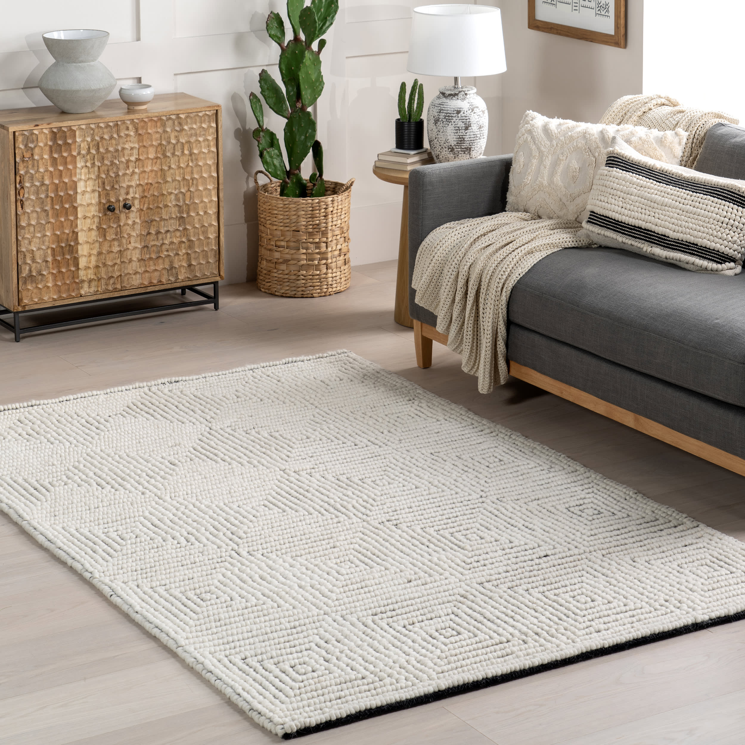 Presley Trellis Knit Wool Rug | Ivory - Image 2