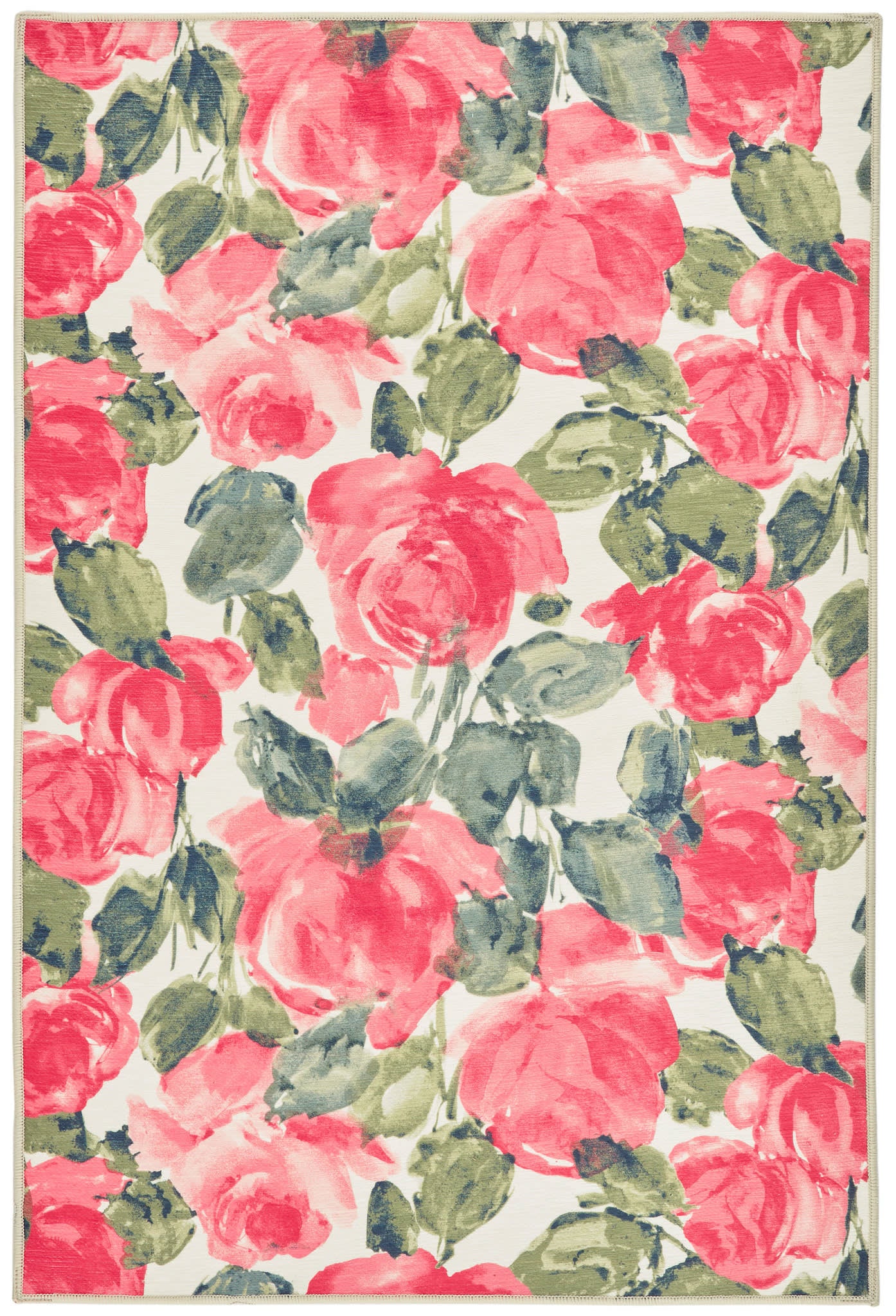 Pretty Peonies Machine Washable Rug | Multi