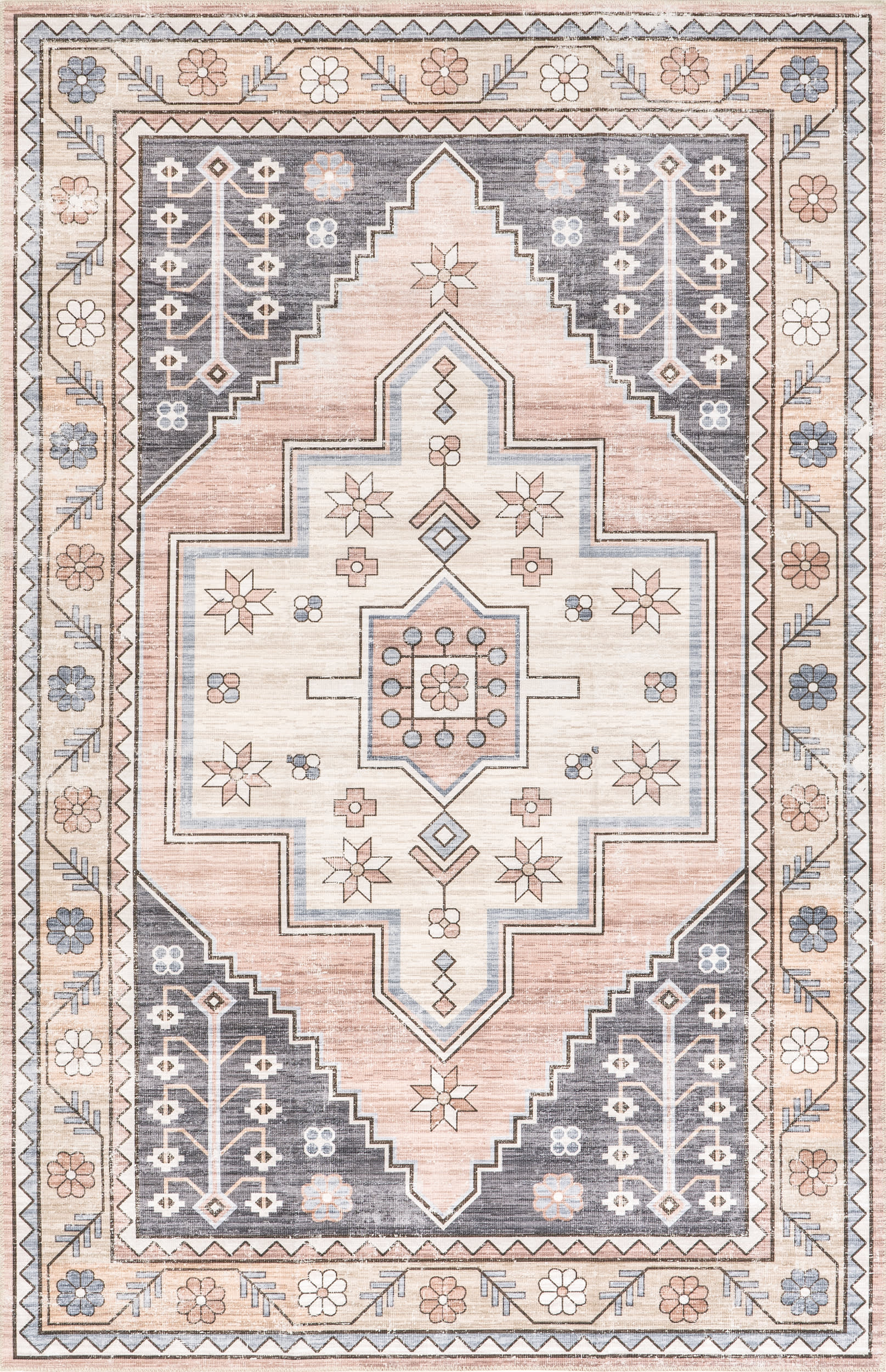 Priscilla Washable Faded Rug | Blush
