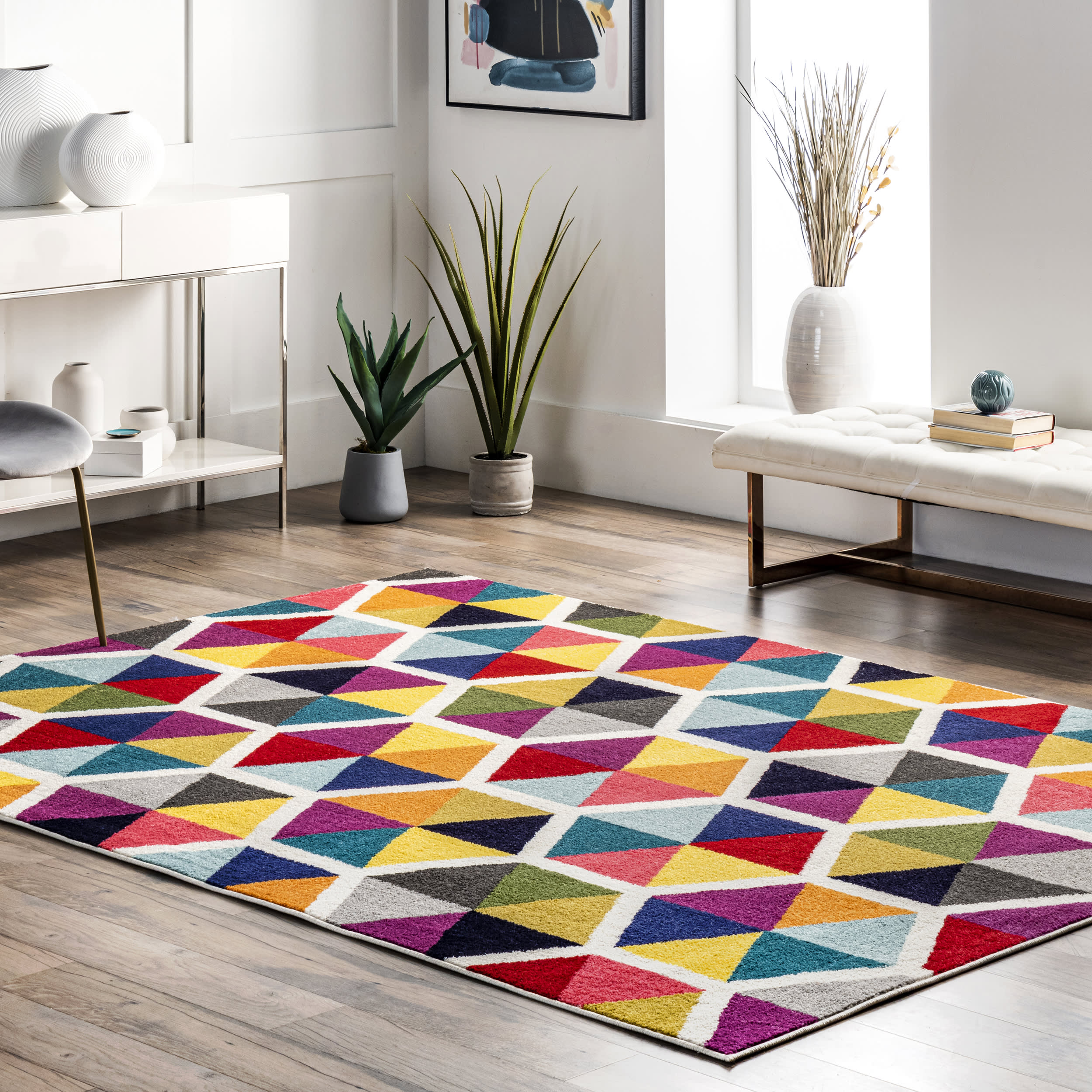 Prismatic Simon Honeycomb Rug | Multicolor - Image 2
