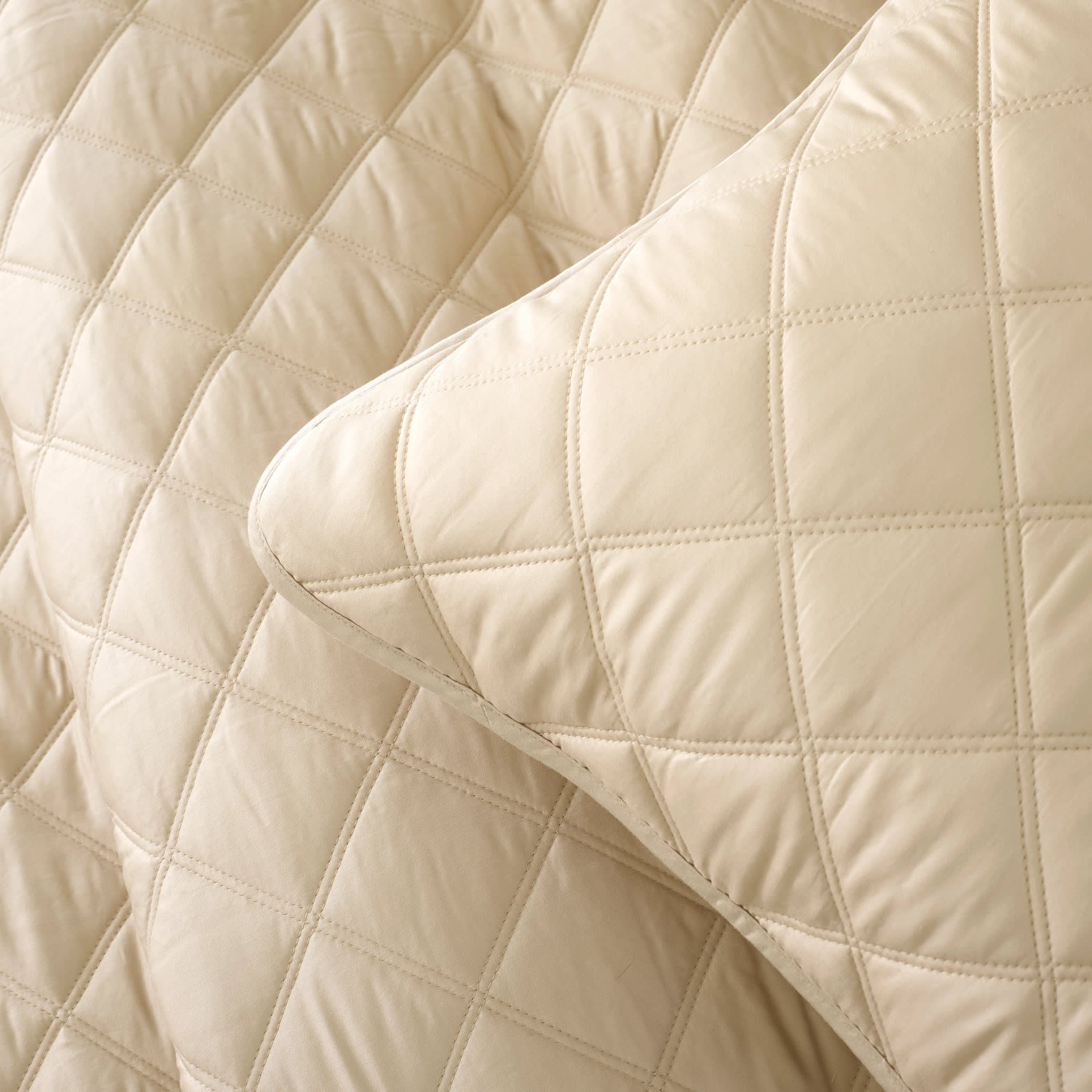 Quilted Silken Solid Coverlet | Sand - Image 3