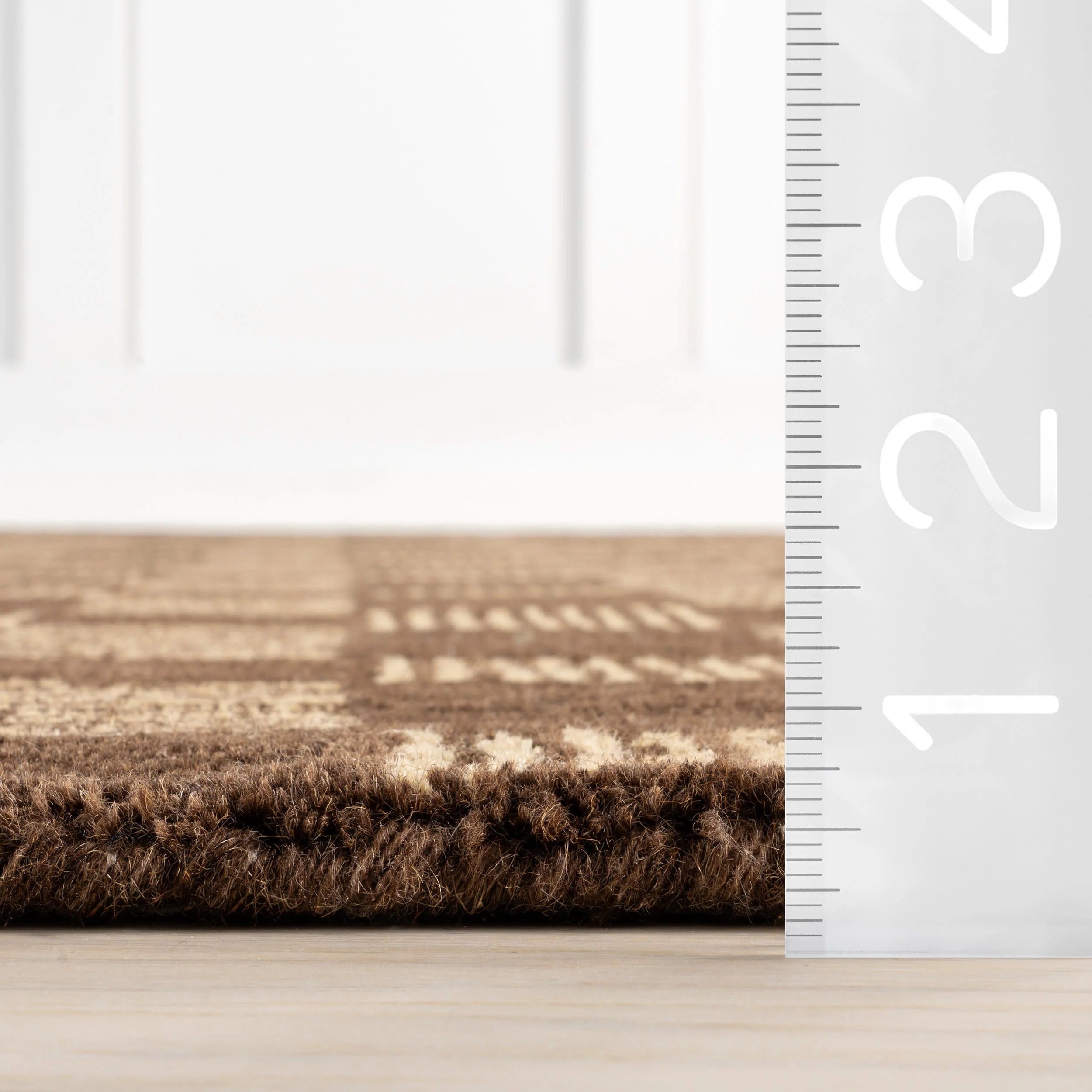 Quince Checked Wool Rug | Brown - Image 5