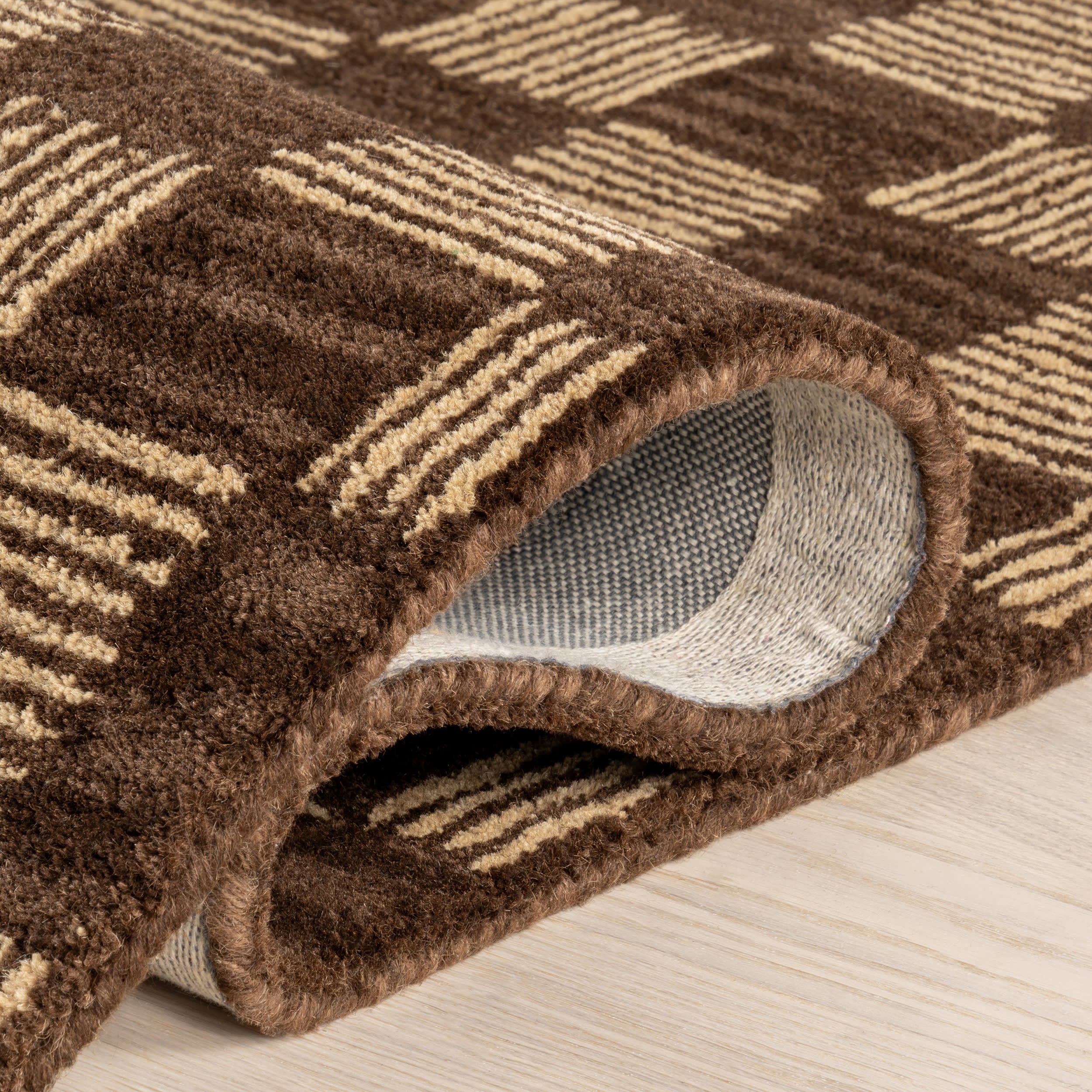 Quince Checked Wool Rug | Brown - Image 8