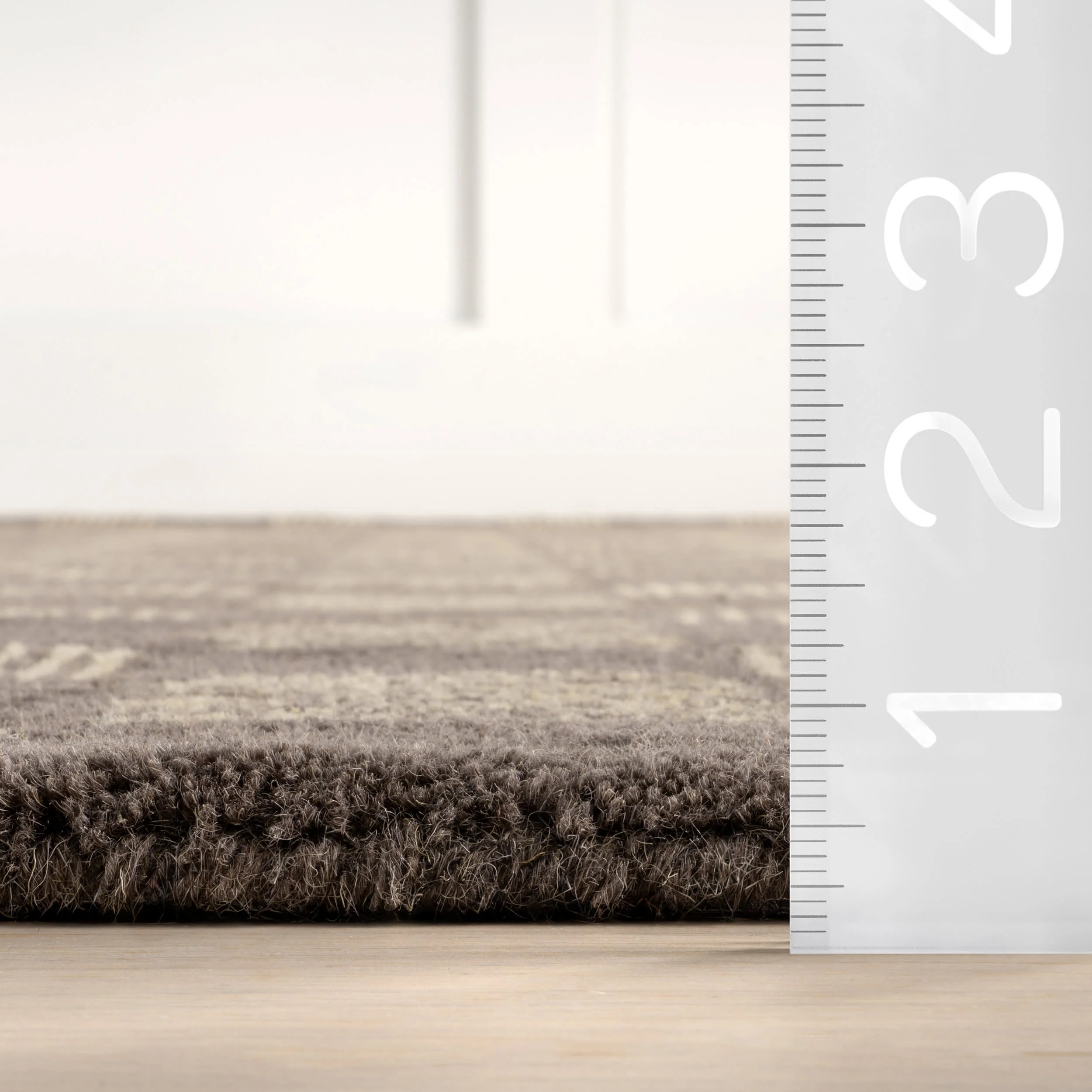 Quince Checked Wool Rug | Grey - Image 5