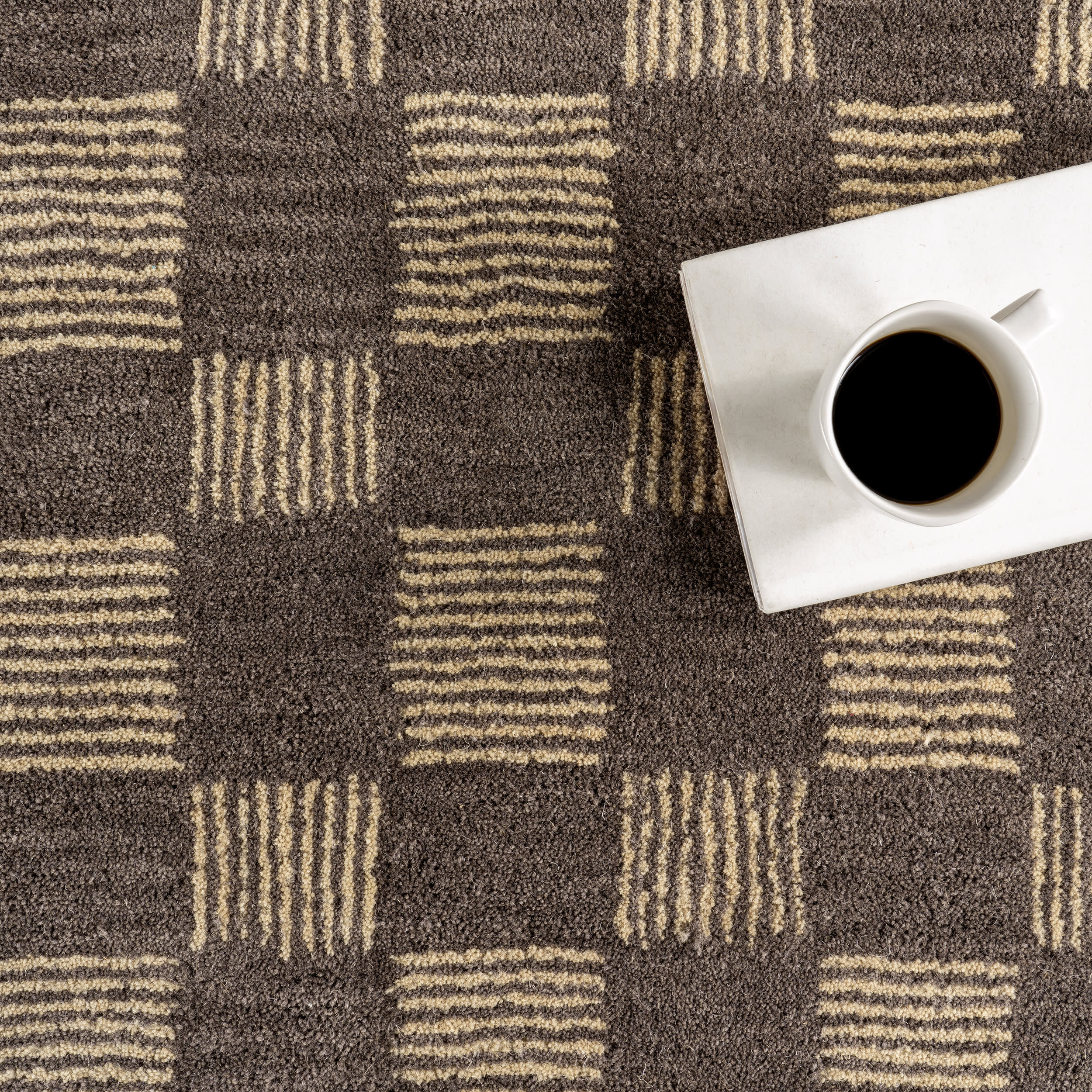 Quince Checked Wool Rug | Grey - Image 7