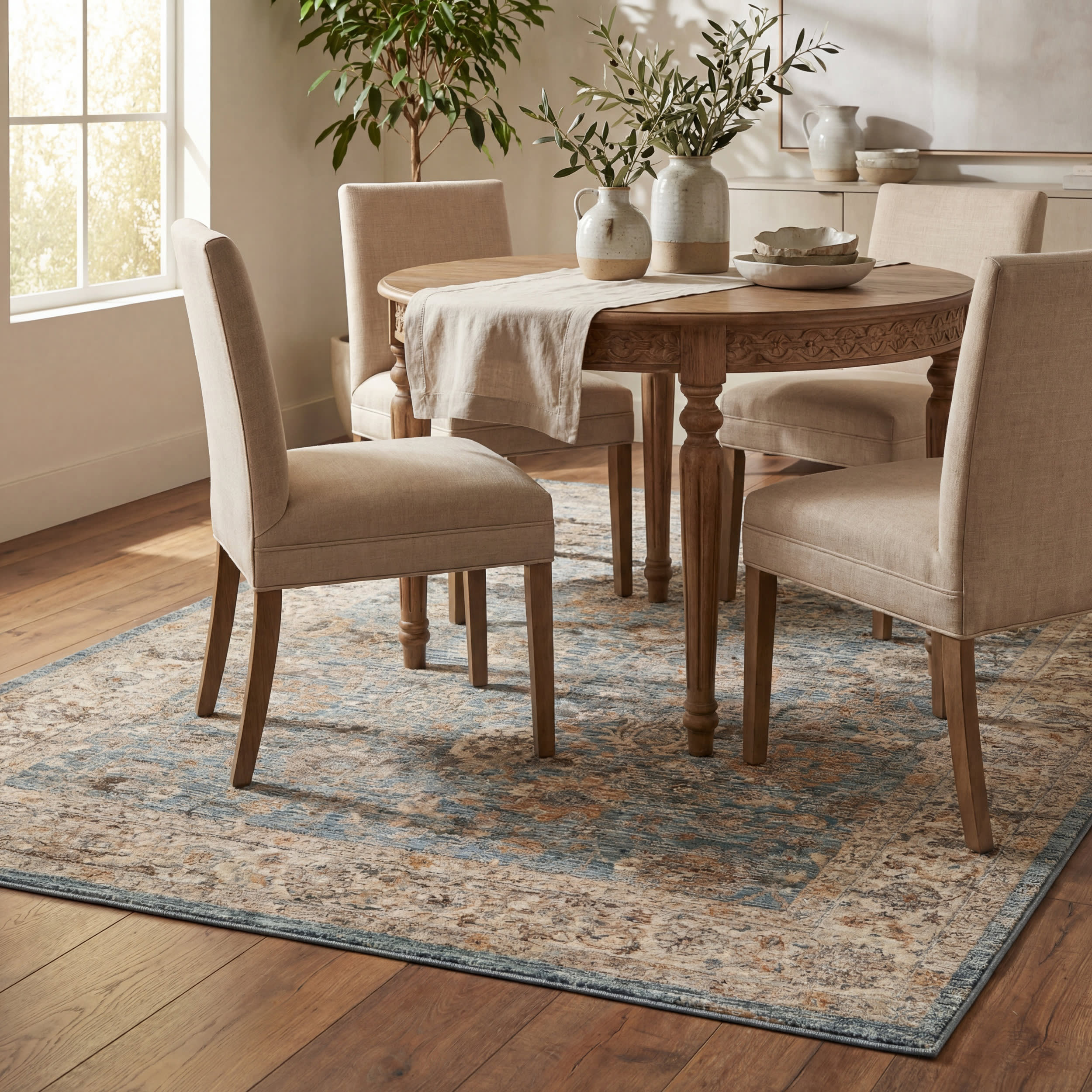 Rada Traditional Vintage Floral Rug | Blue - Image 7