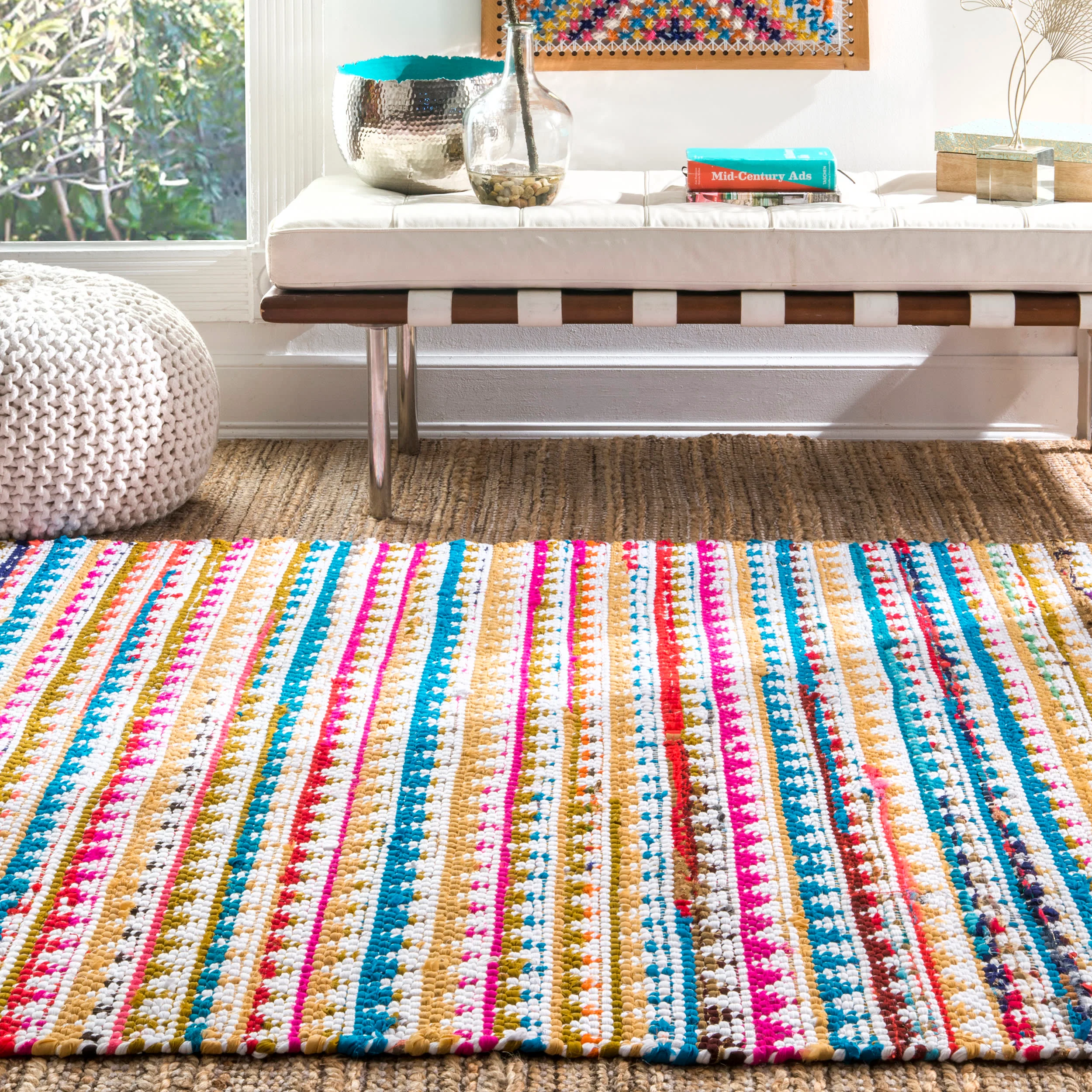 Rainbow Chindi Mosaic Rug | Multicolor - Image 4