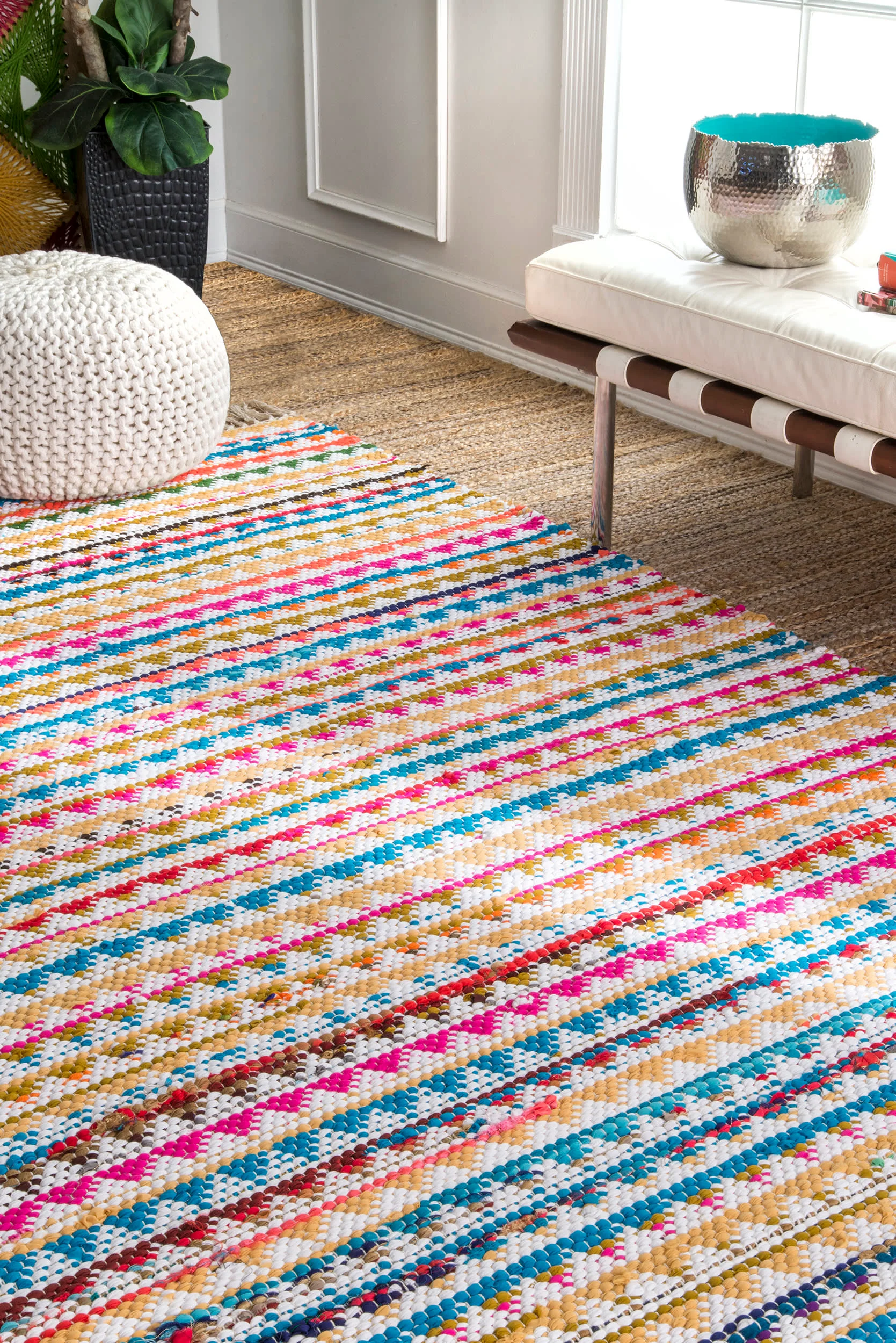 Rainbow Chindi Mosaic Rug | Multicolor - Image 5