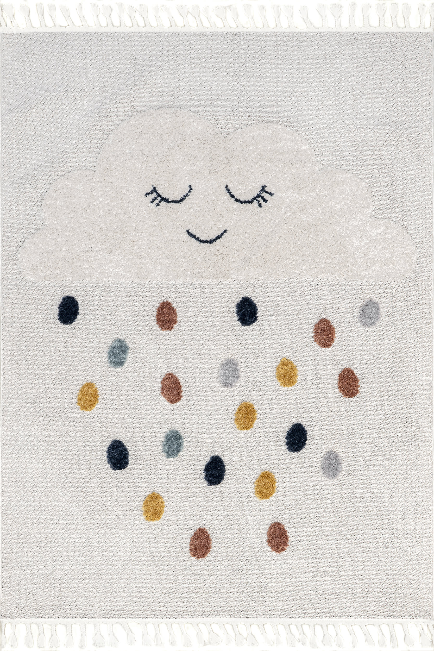 Rainey Cloud Tasseled Kids Rug | Off White