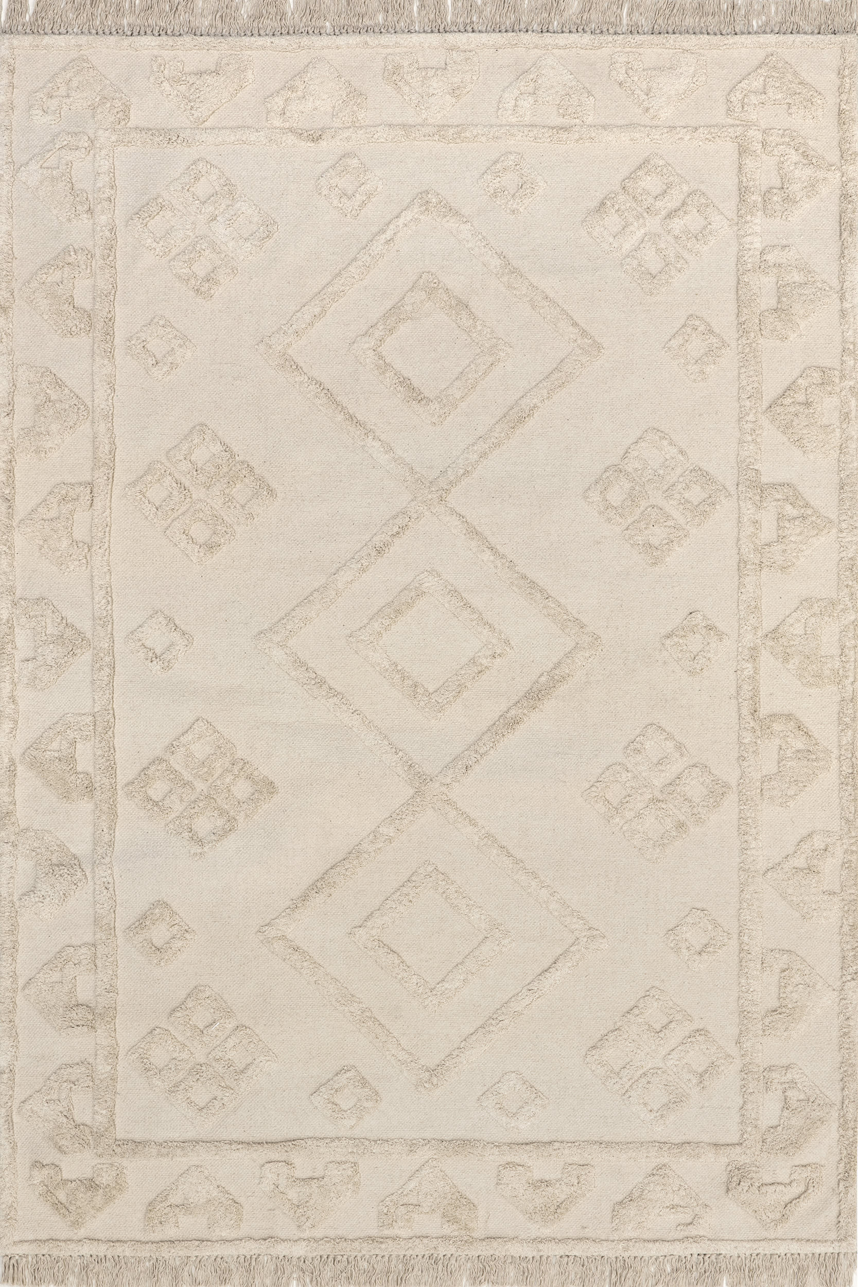 Rainie Monochrome Geometric Rug | Beige