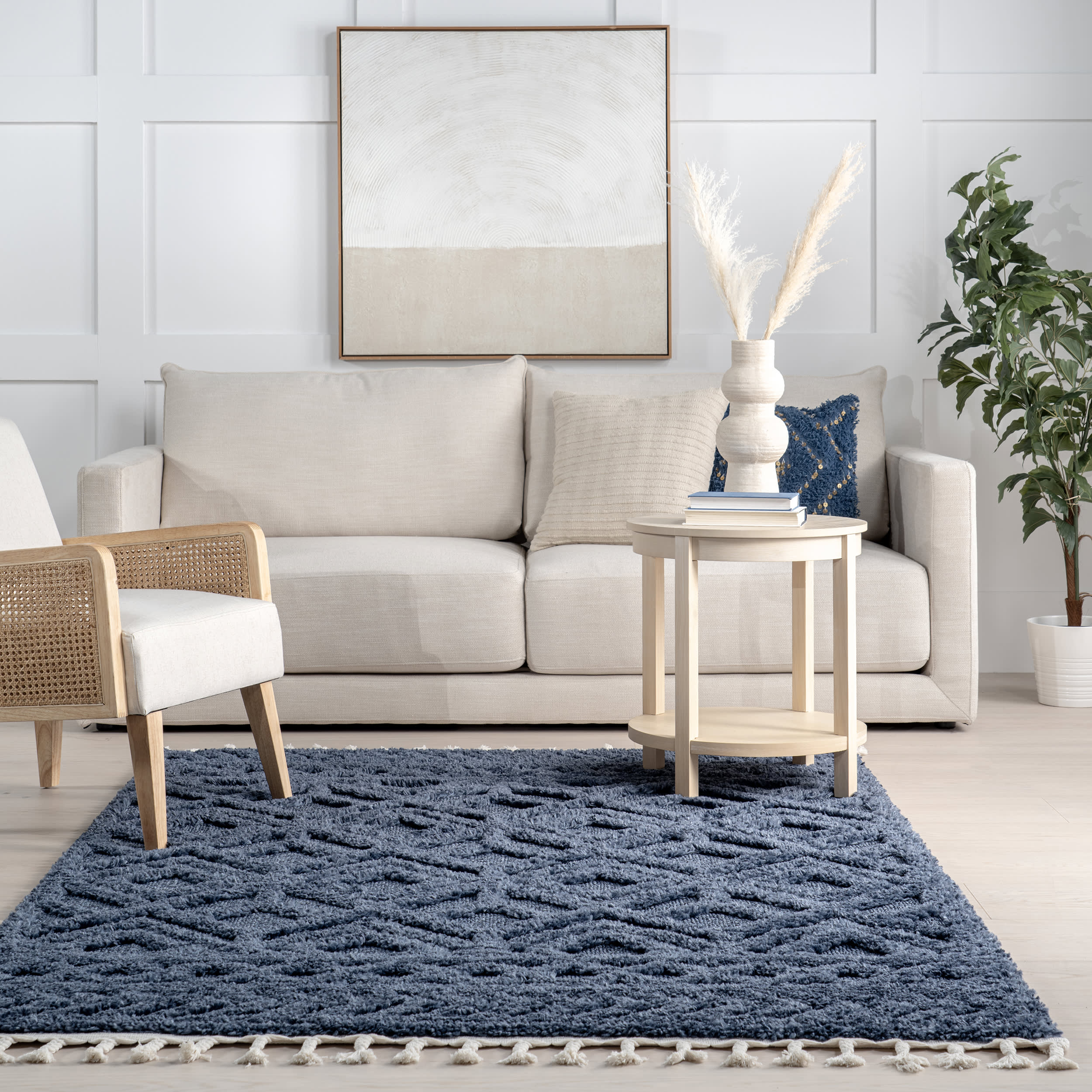 Ramira Raised Trellis Rug | Blue - Image 4