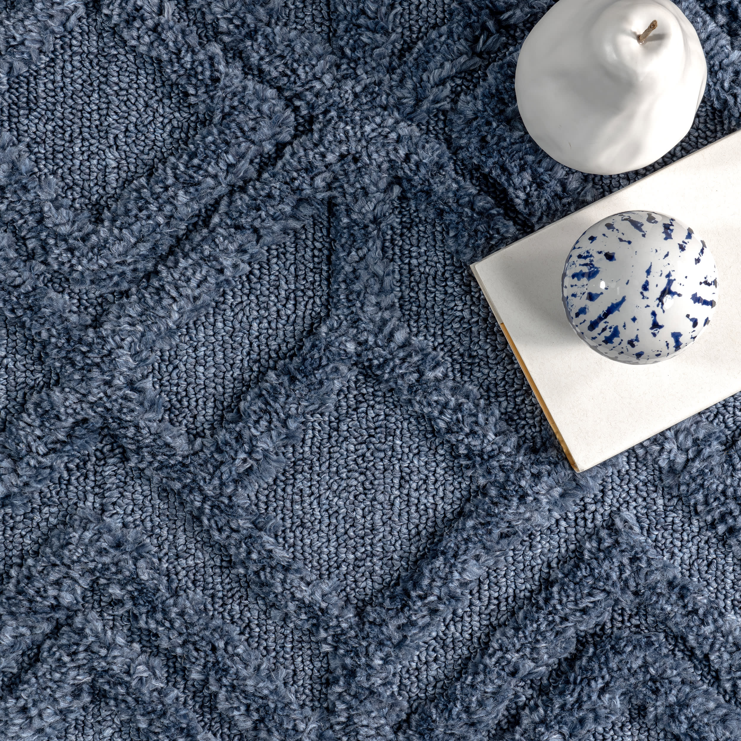 Ramira Raised Trellis Rug | Blue - Image 7