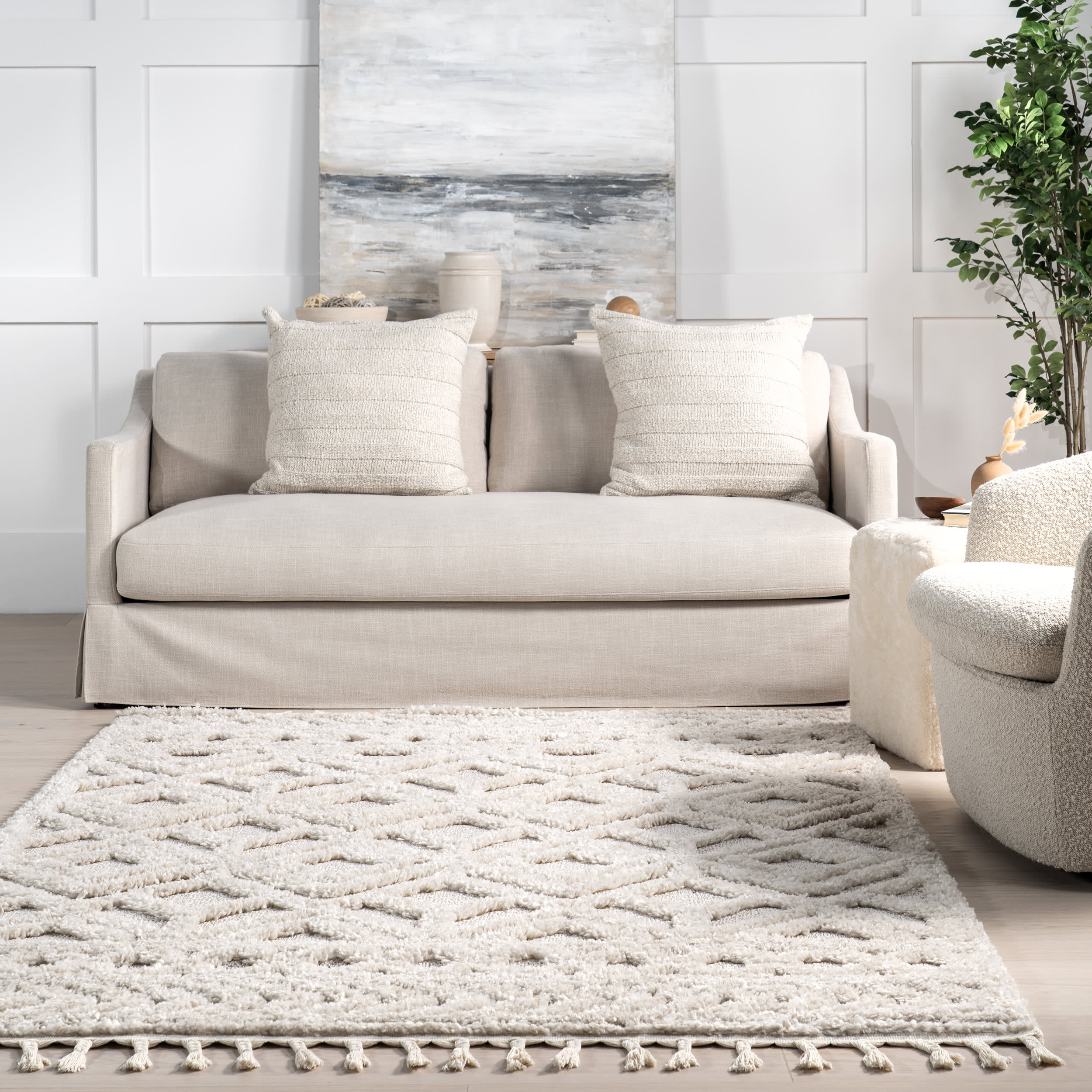 Ramira Raised Trellis Rug | Ivory - Image 4