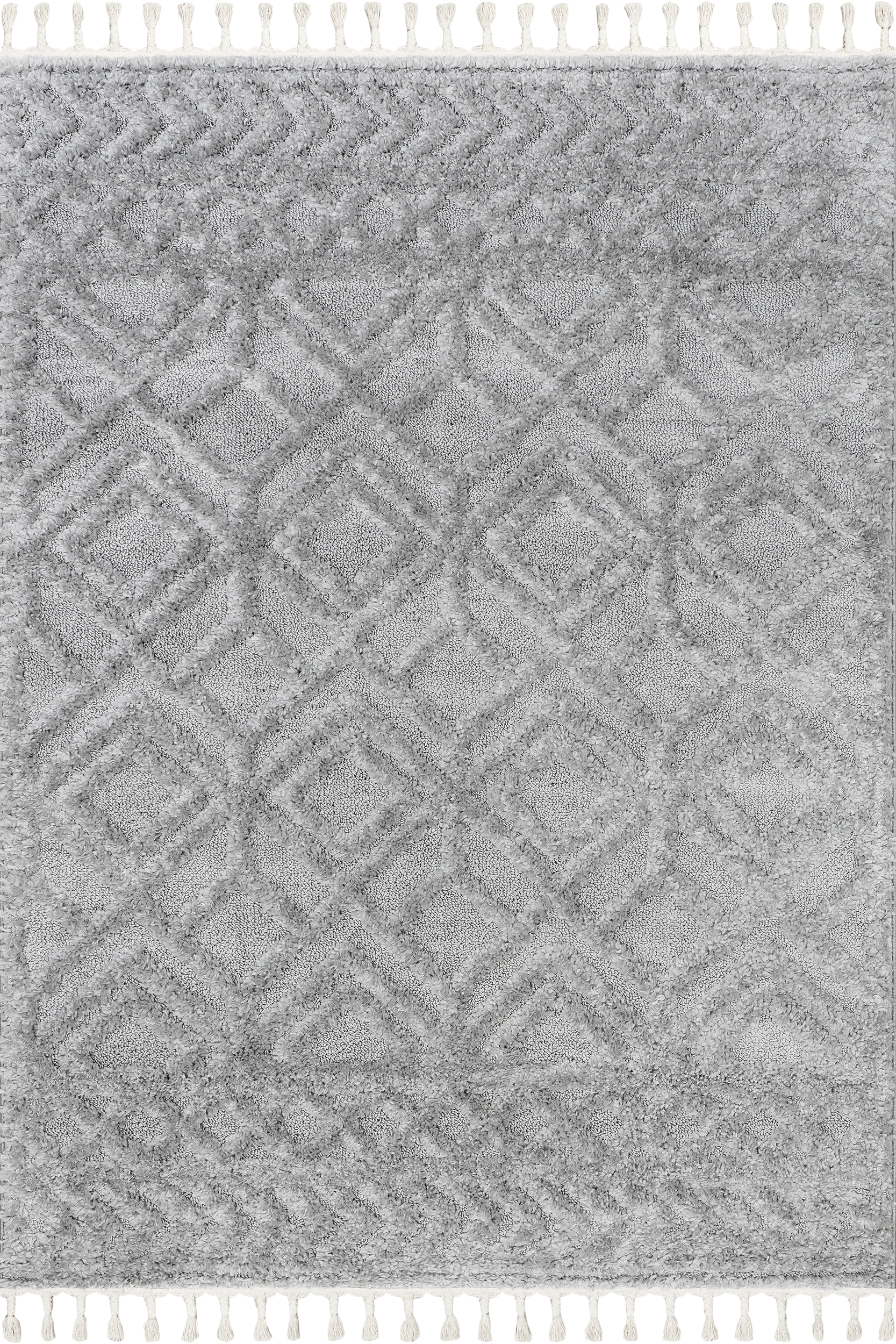 Ramira Raised Trellis Rug | Light Grey