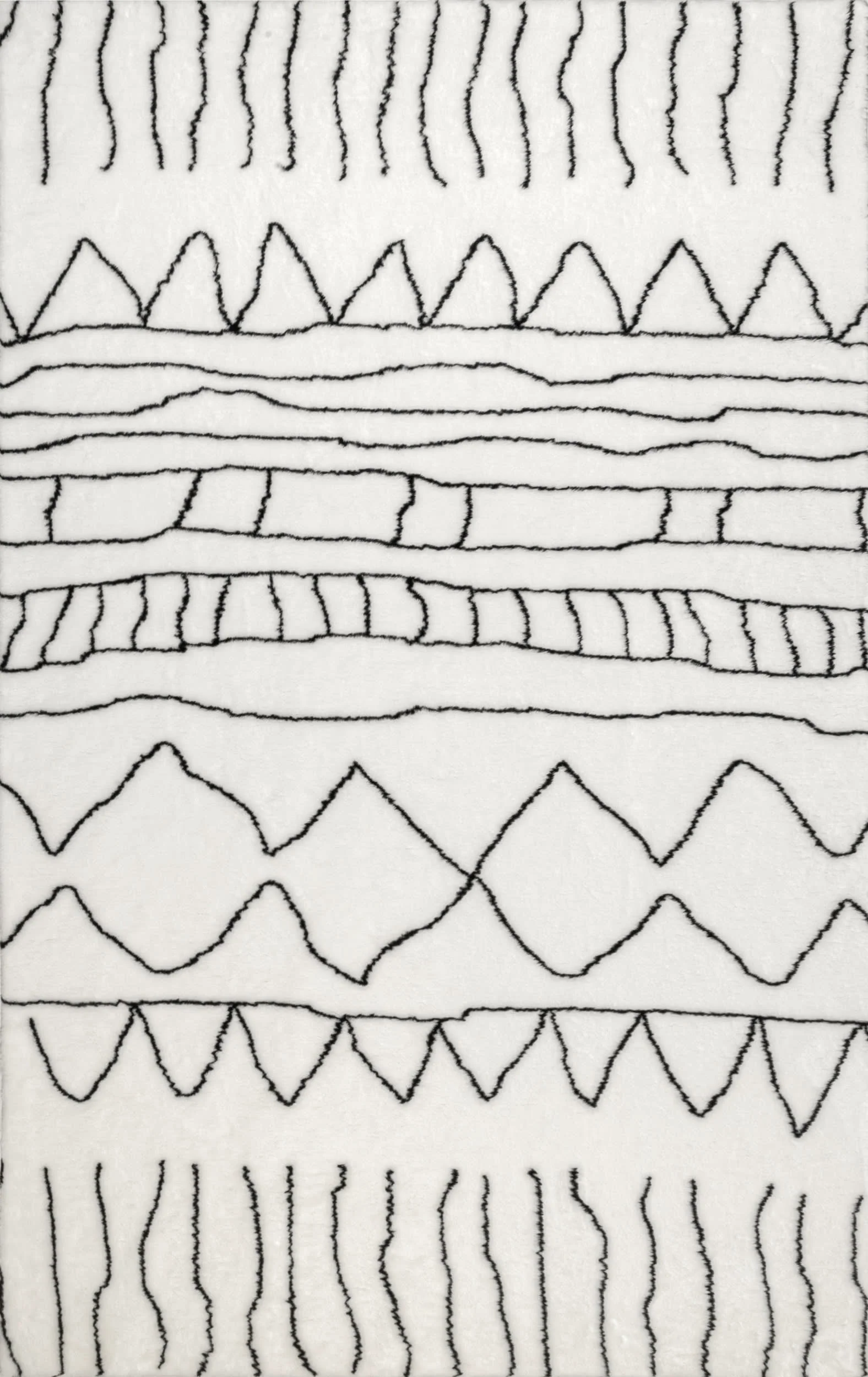 Ramona Striped Washable Shag Rug | Black