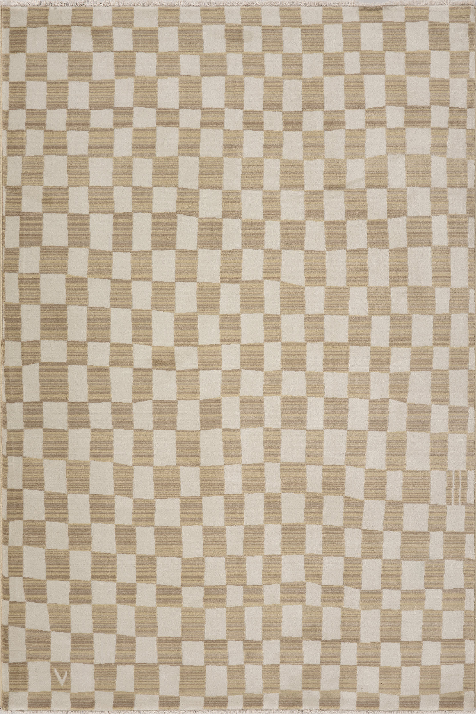 Rasali Checkered Box Rug | Beige