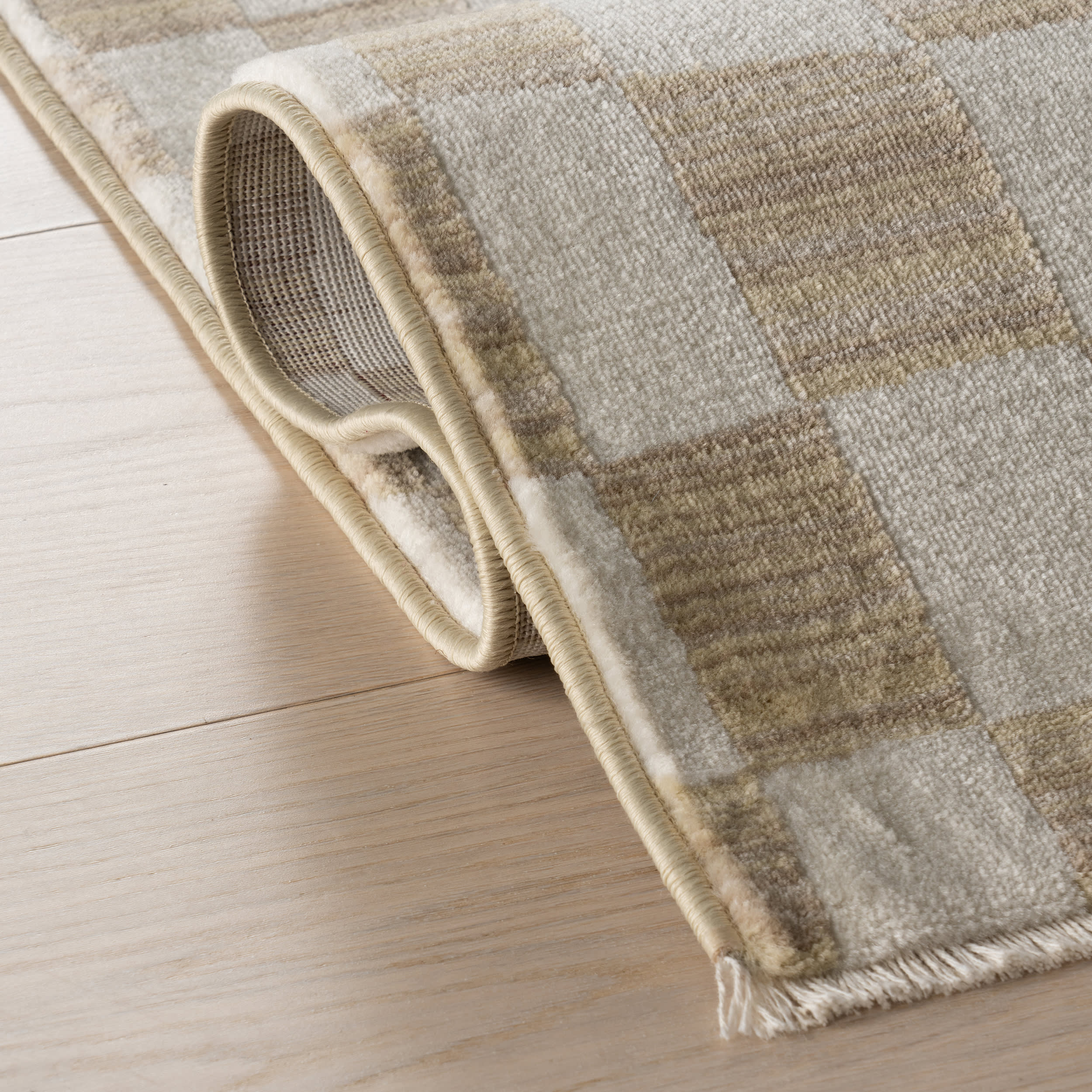 Rasali Checkered Box Rug | Beige - Image 10